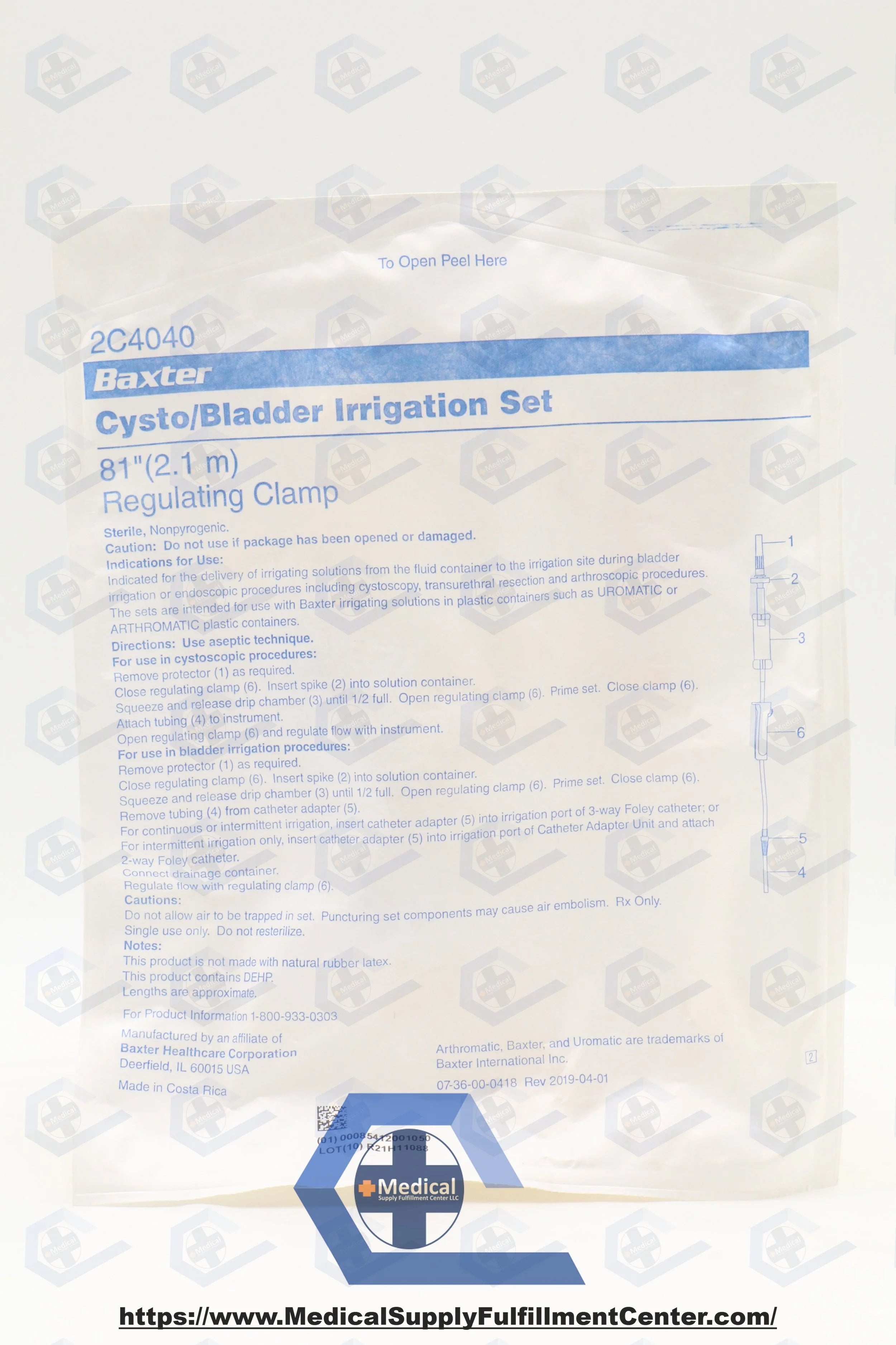 Baxter | 2C4040 | Cysto / Bladder Irrigation Set Tubing 81" Regulating Clamp