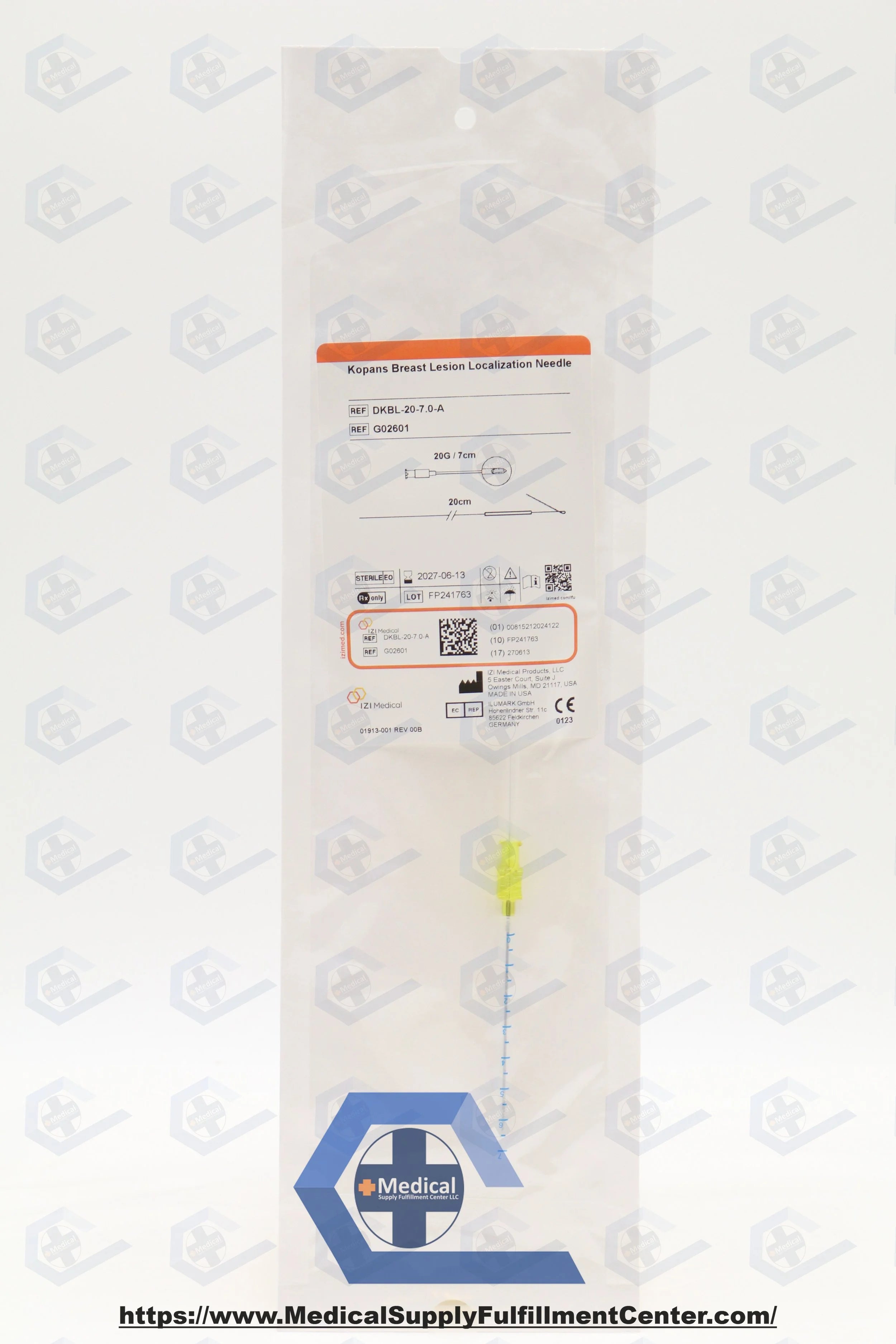 IZI MEDICAL | G02601 | Localization Needle, 7 cm Length, 20G Needle Gage, For Kopans Breast Lesion