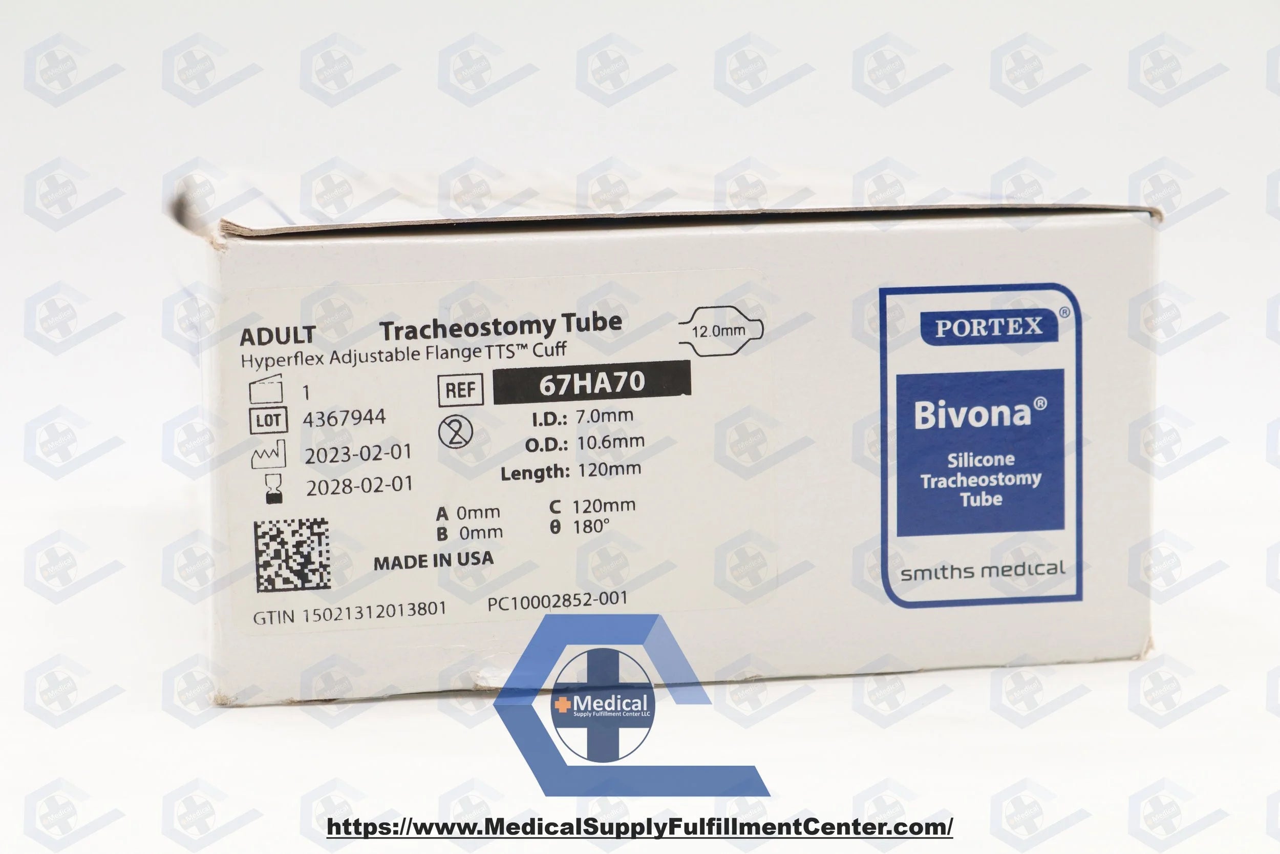 Smiths Medical | 67HA70 | Portex Bivona Adult HyperFlex Adjustable Flange Tracheostomy Tube TTS, 7.0mm