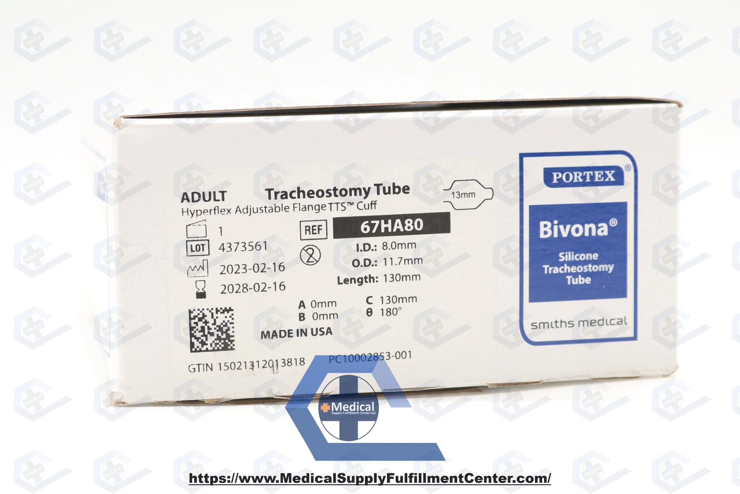 Smiths Medical | 67HA80 | Portex Bivona Adult HyperFlex Adjustable Flange Tracheostomy Tube TTS, 8.0mm