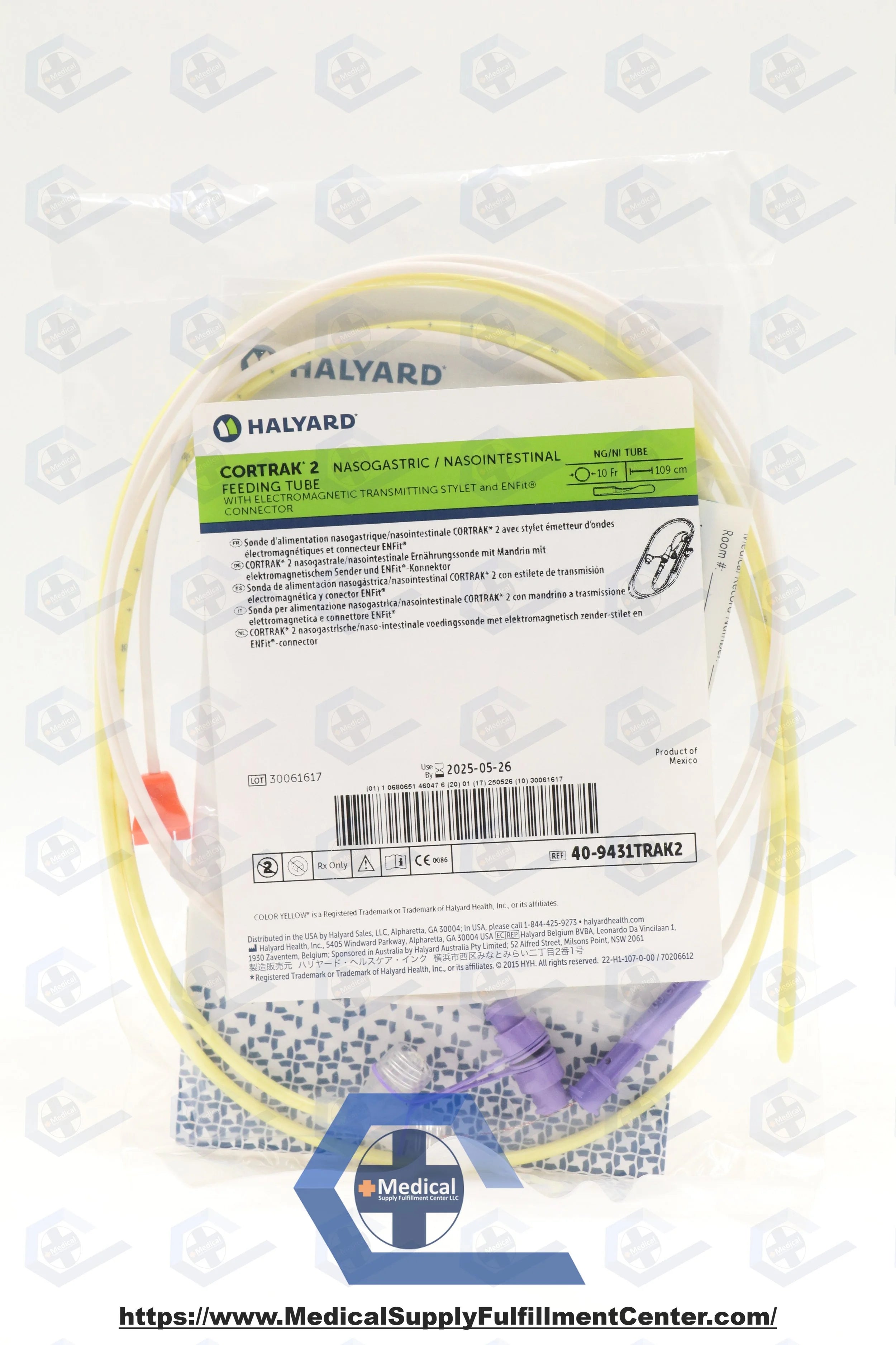 Halyard | 40-9431TRAK2 | Cortrak 2 Nasogastric/Nasointestinal (NG/NI) Feeding Tube w/EM Stylet & ENFit Connector 10F x 109cm