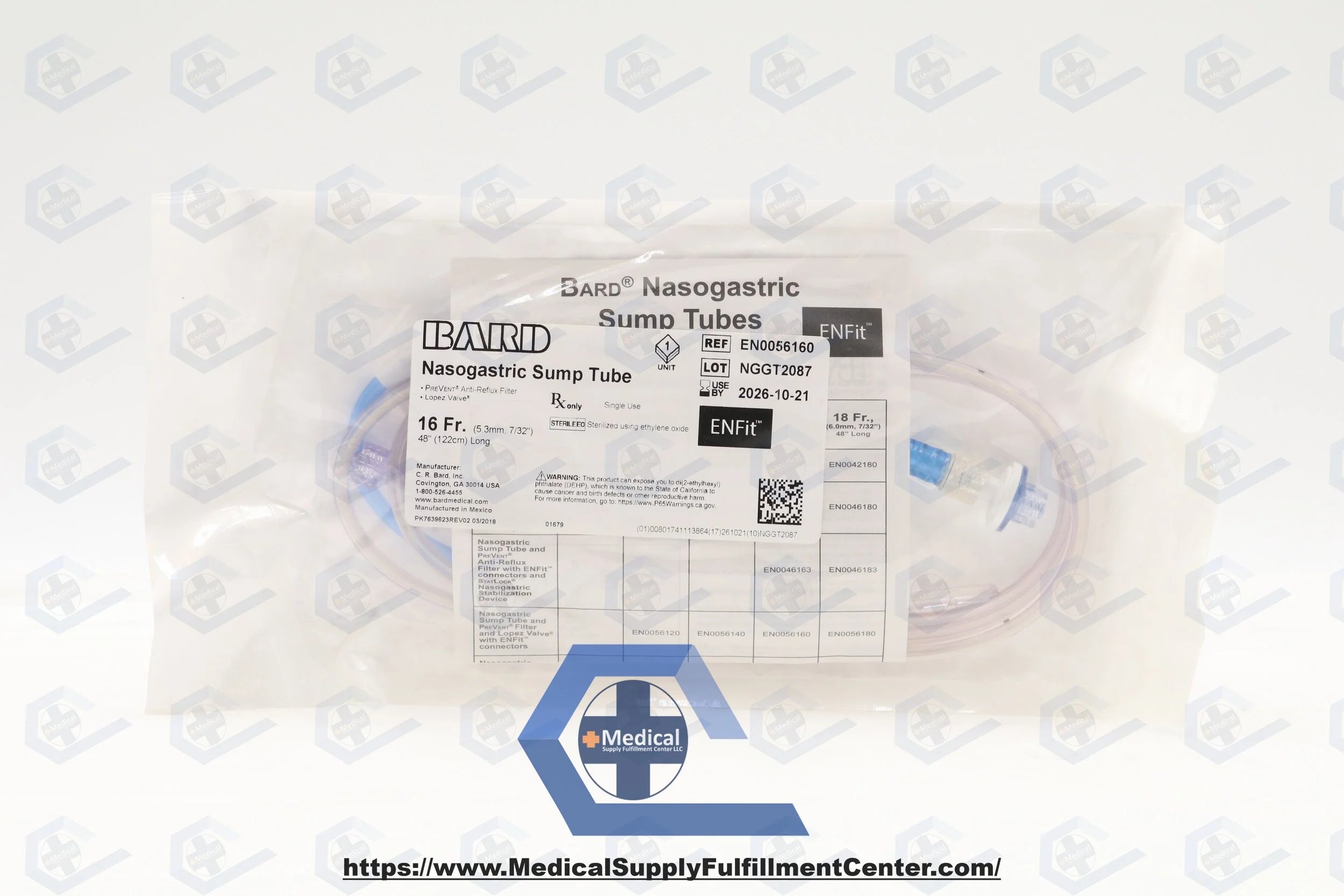 Bard | 0056160 | (EN0056160) Nasogastric Sump Tube with Anti-Reflux Filter 16Fr x 48 inch, Long