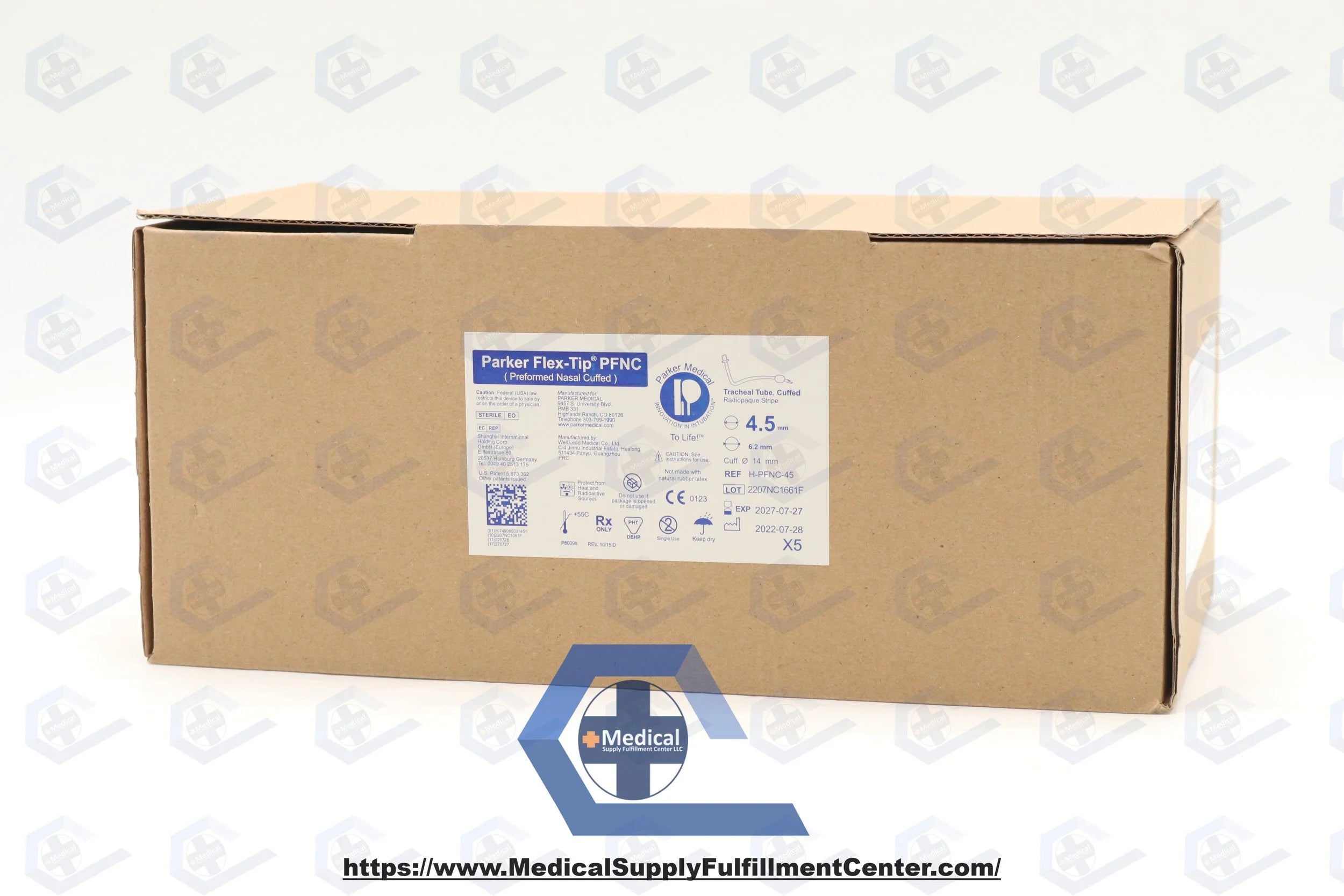 Parker Medical | H-PFNC-45 | Preformed Flex-Tip Tracheal Tubes - Preformed Cuffed Nasal Tracheal Tube, 4.5 mm