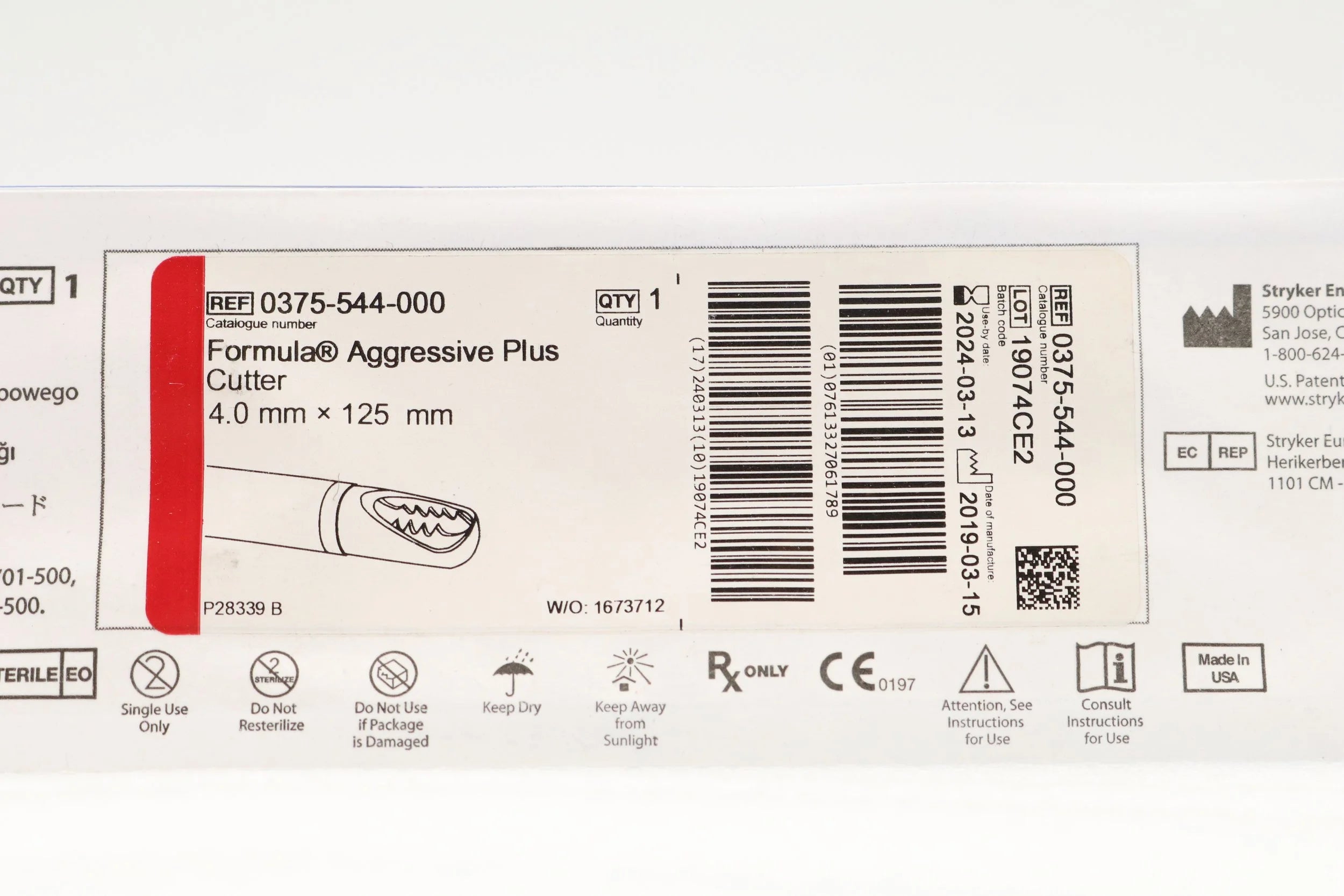 Stryker | 0375-544-000 | Arthroscopic Shaver Blade Formula Aggressive Plus Cutter 4.0mm x 125mm