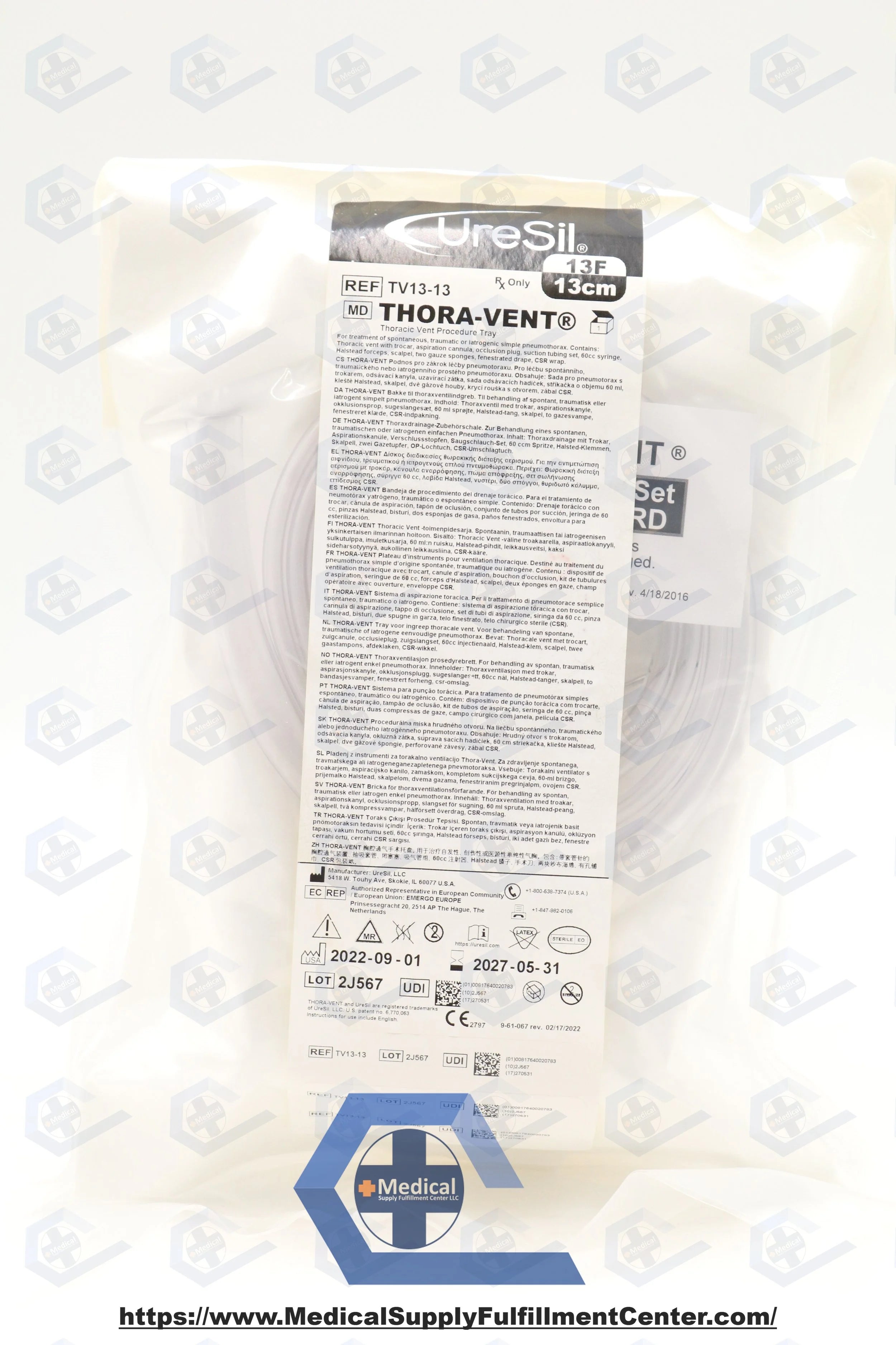 Uresil | TV13-13 | Thora-Vent Thoracic Vent Procedure Tray 13F/13cm