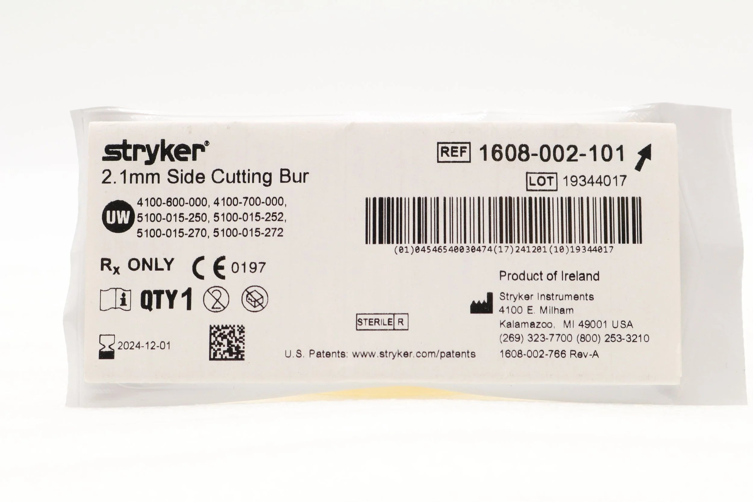 Stryker | 1608-002-101 | SIDE CUTTING BUR 2.1MM