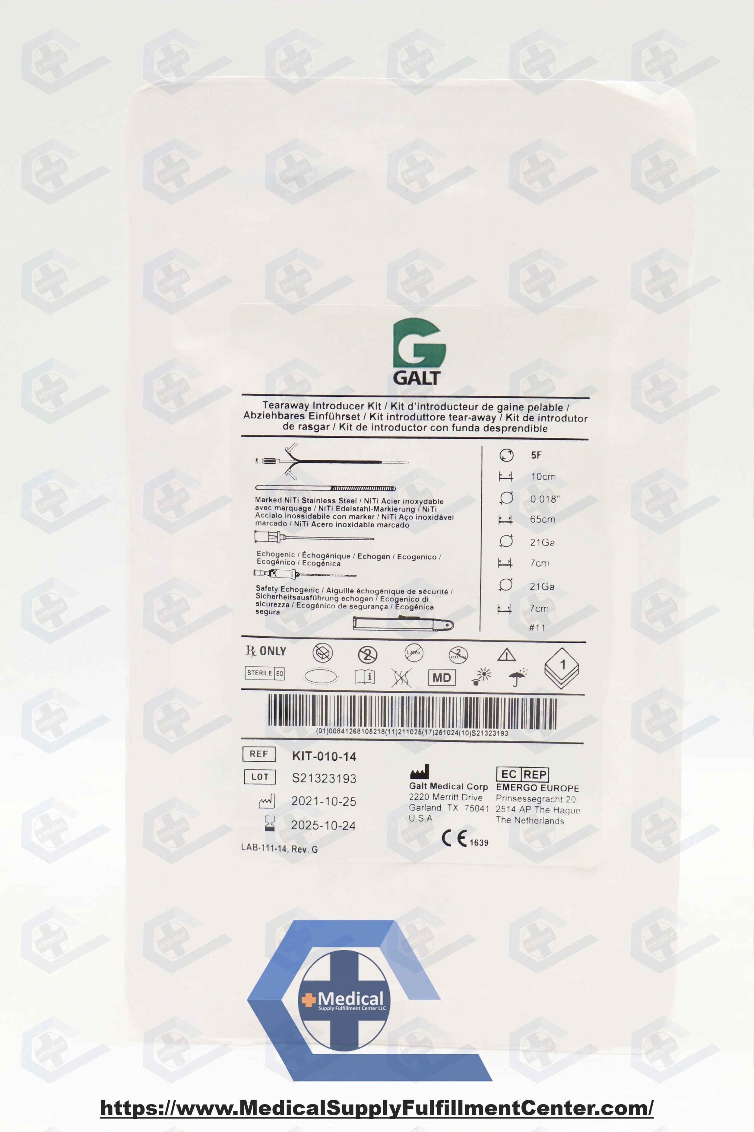 Galt | KIT-010-14 | Micro-Access Tearaway Introducer Kit 5F x 10cm w/65cm Guidewire