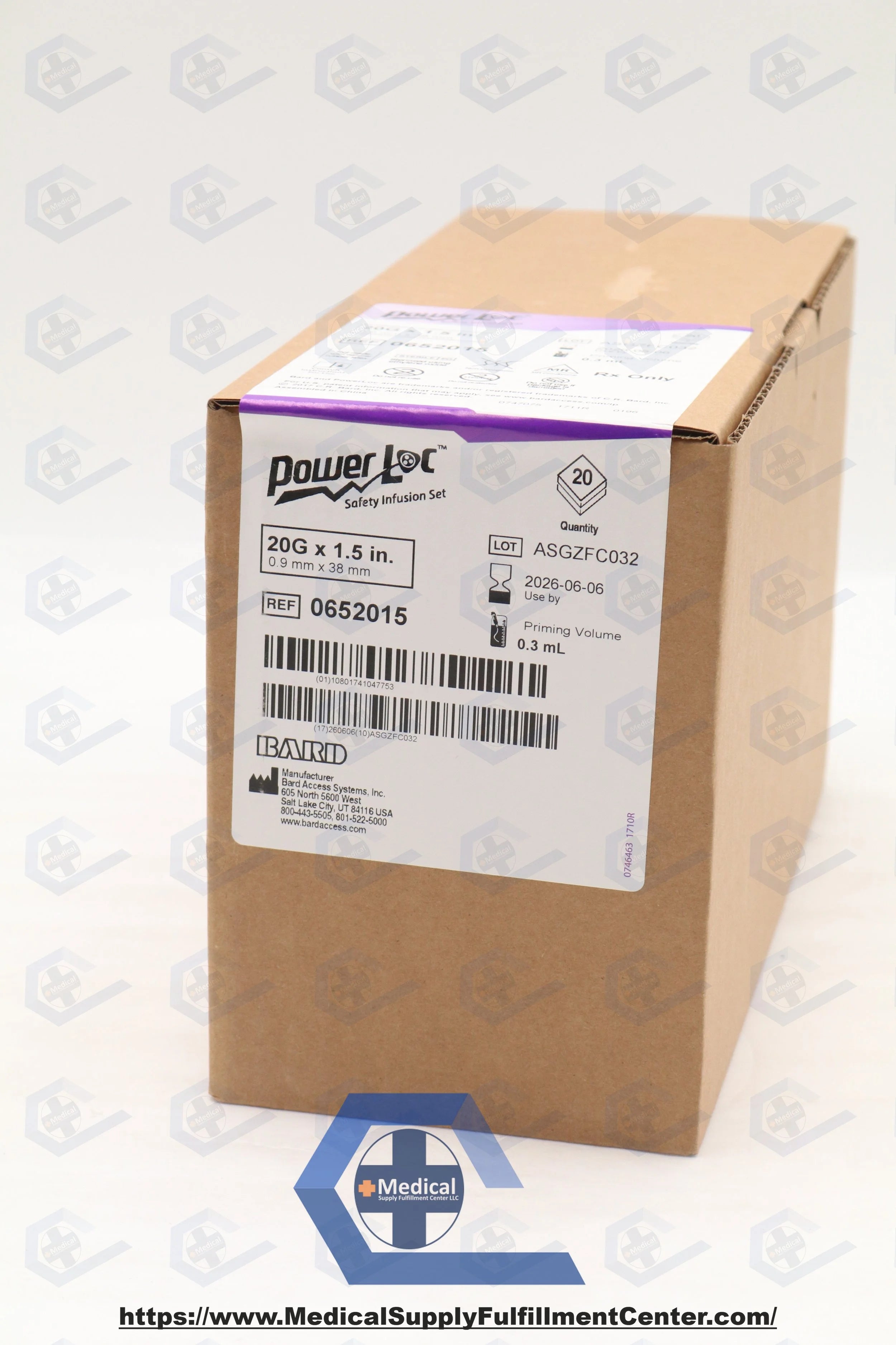 Bard | 0652015 | PowerLoc Safety Infusion Set without Y-injection Site, 20 Gauge x 1.5"