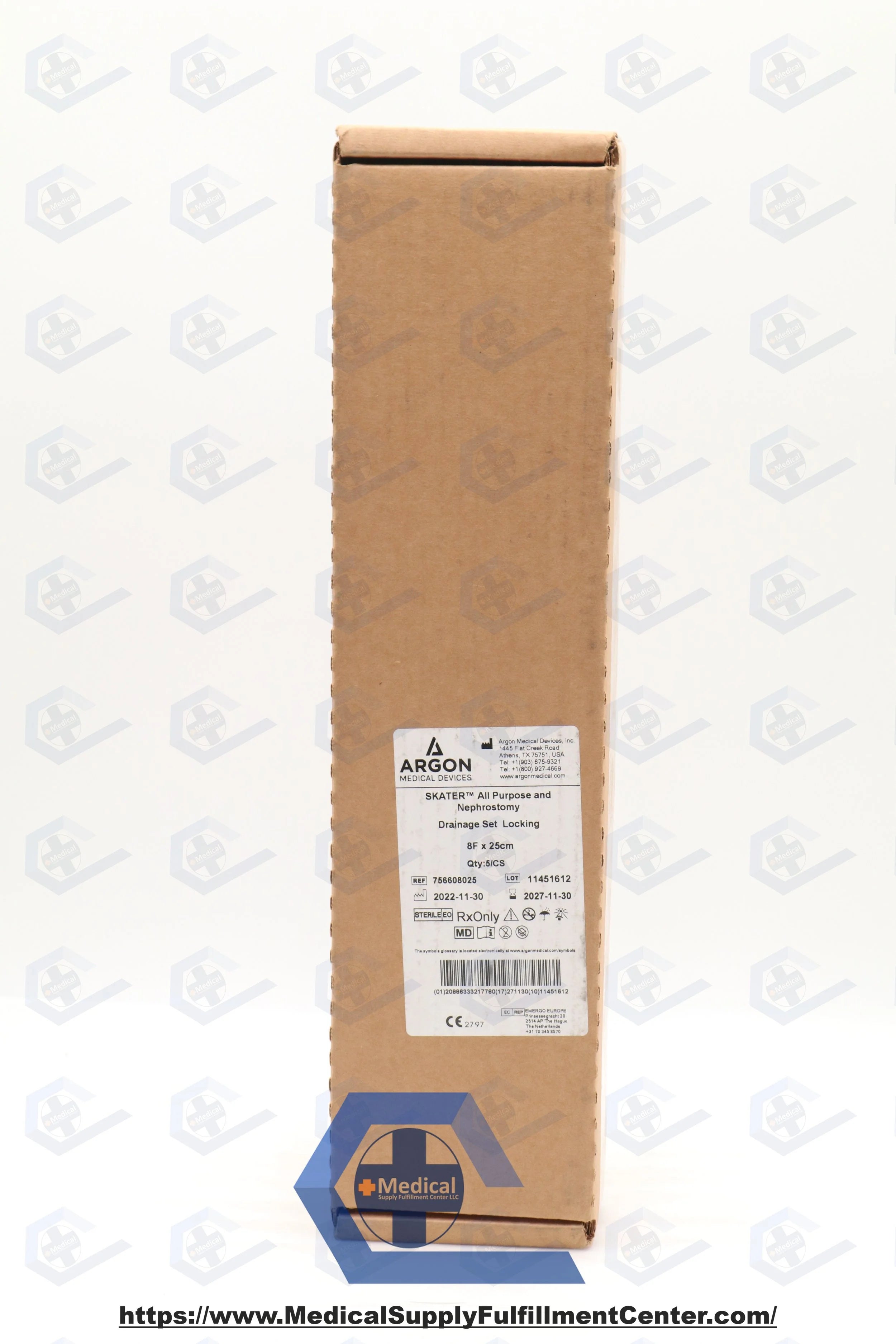 Argon Medical Devices | 756608025 | Skater All-Purpose & Nephrostomy Drainage Set Locking 8F x 25cm