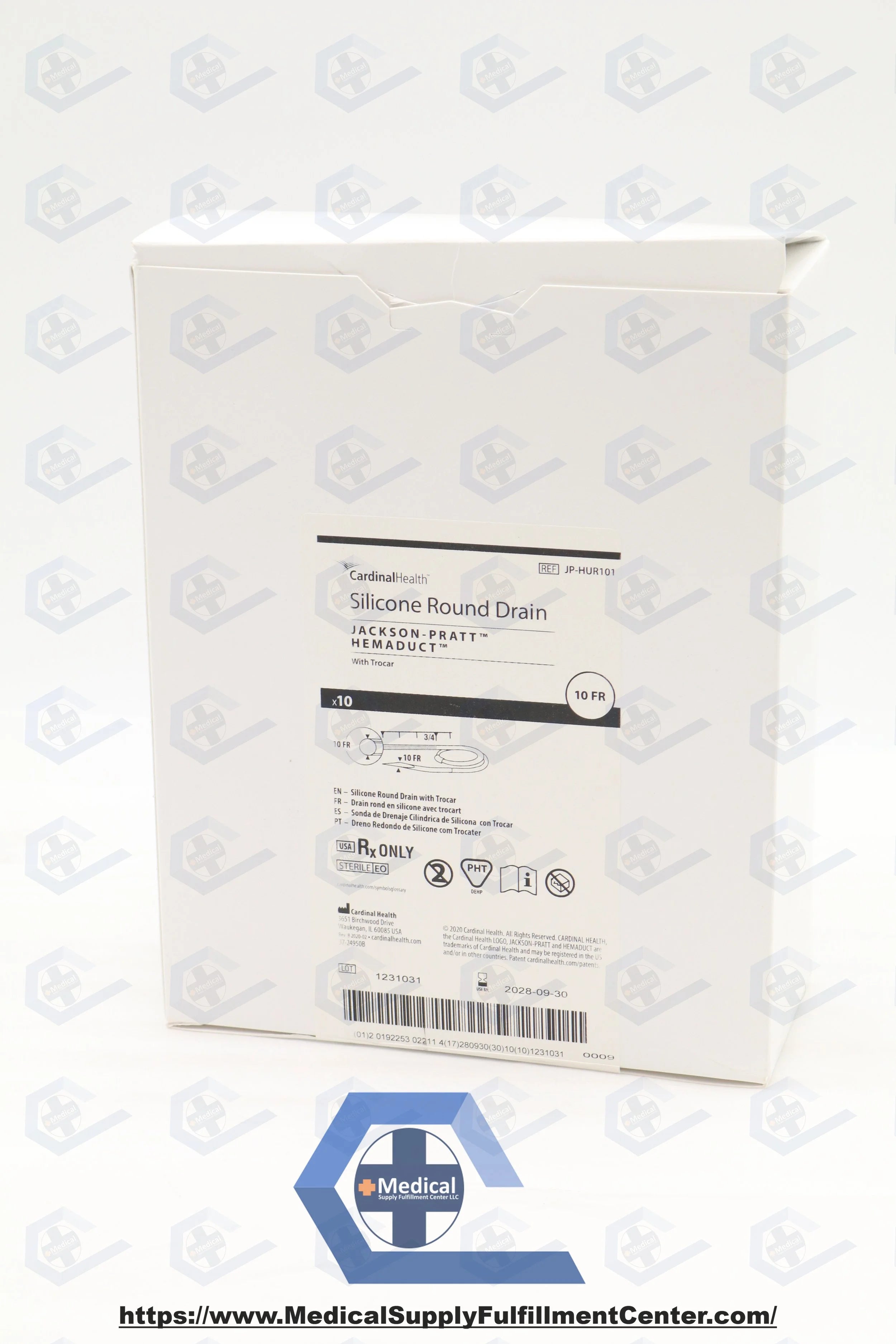 Cardinal Health | JP-HUR101 | Hemaduct 122 cm Round Wound Drain with 10 Fr x 40 cm 3/4-Length Ducts and 3 mm x 15 cm Trocar