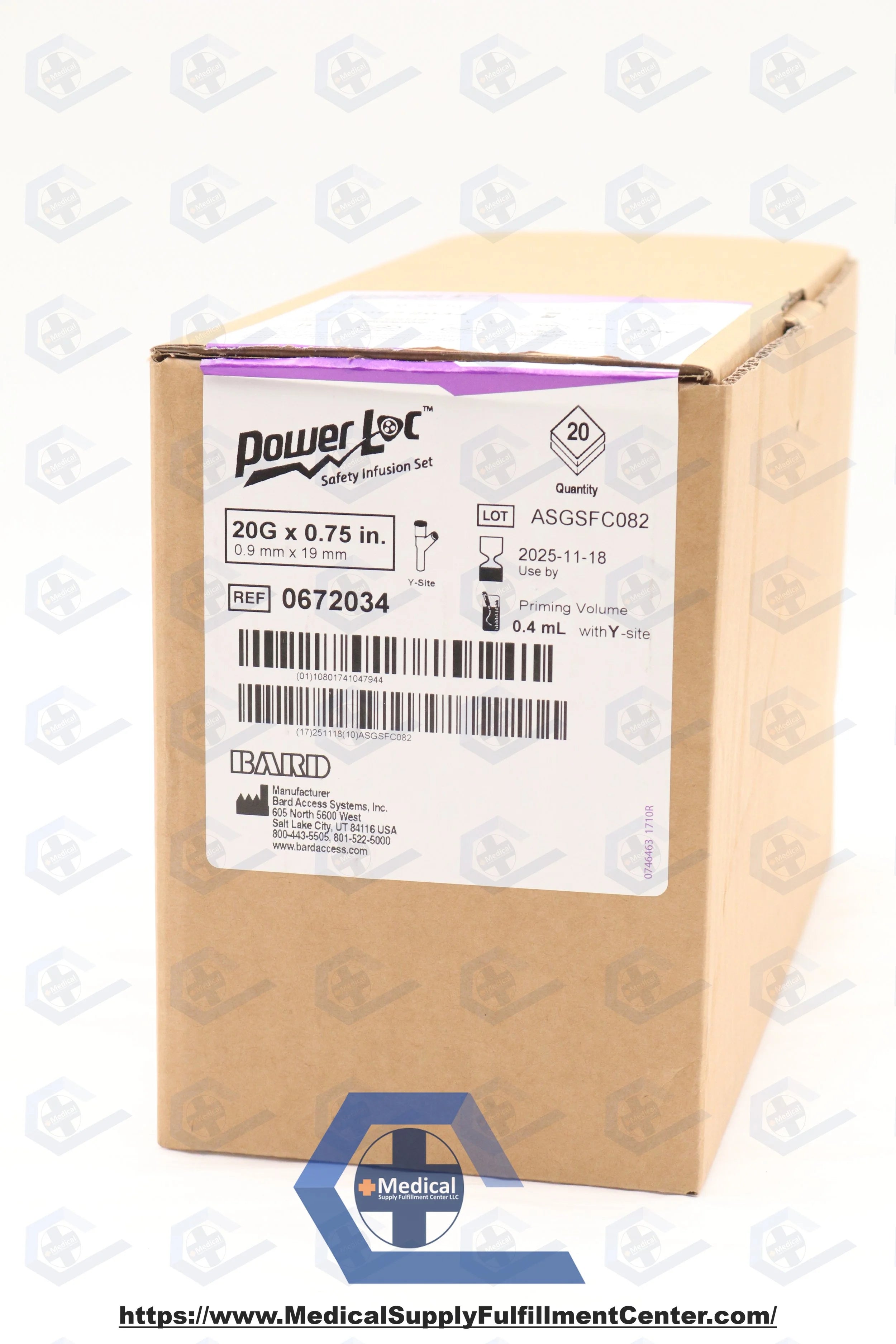 Bard | 0672034 | PowerLoc Safety Infusion Set w/Y-Site 20G x 0.75"