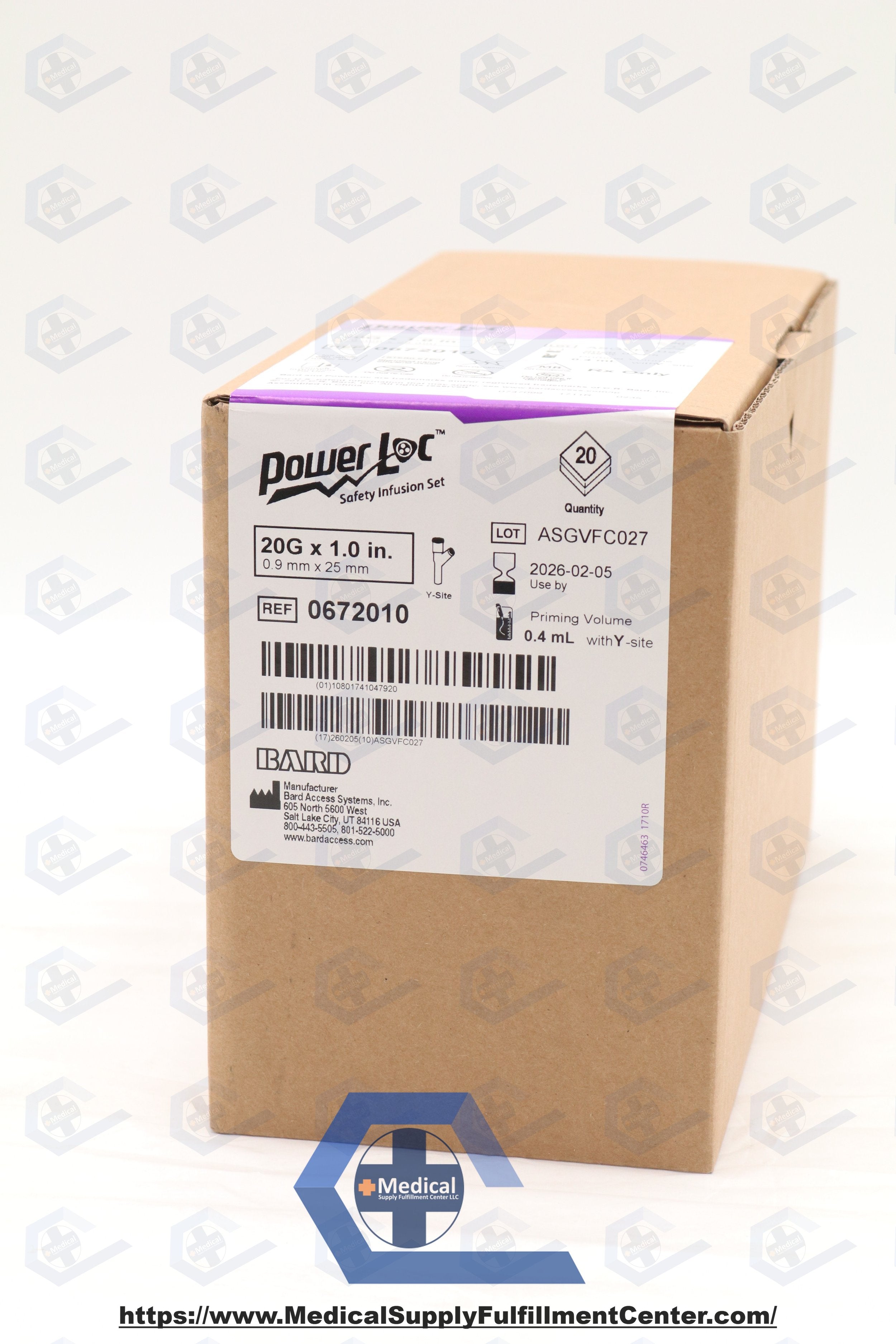 Bard | 0672010 | PowerLoc Safety Infusion Set w/Y-Site 20G x 1"