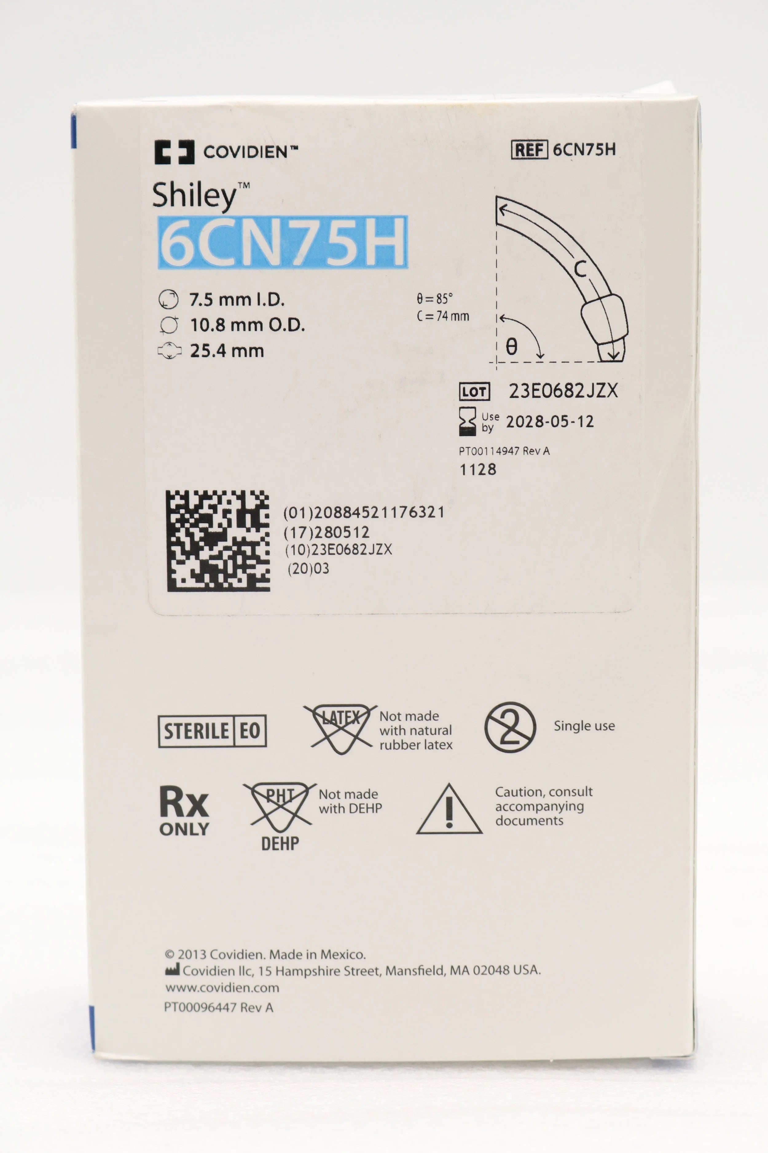 Covidien | 6CN75H | SHILEY FLEXIBLE TRACHEOSTOMY TUBE W/TAPERGUARD CUFF, DIC 7.5MM