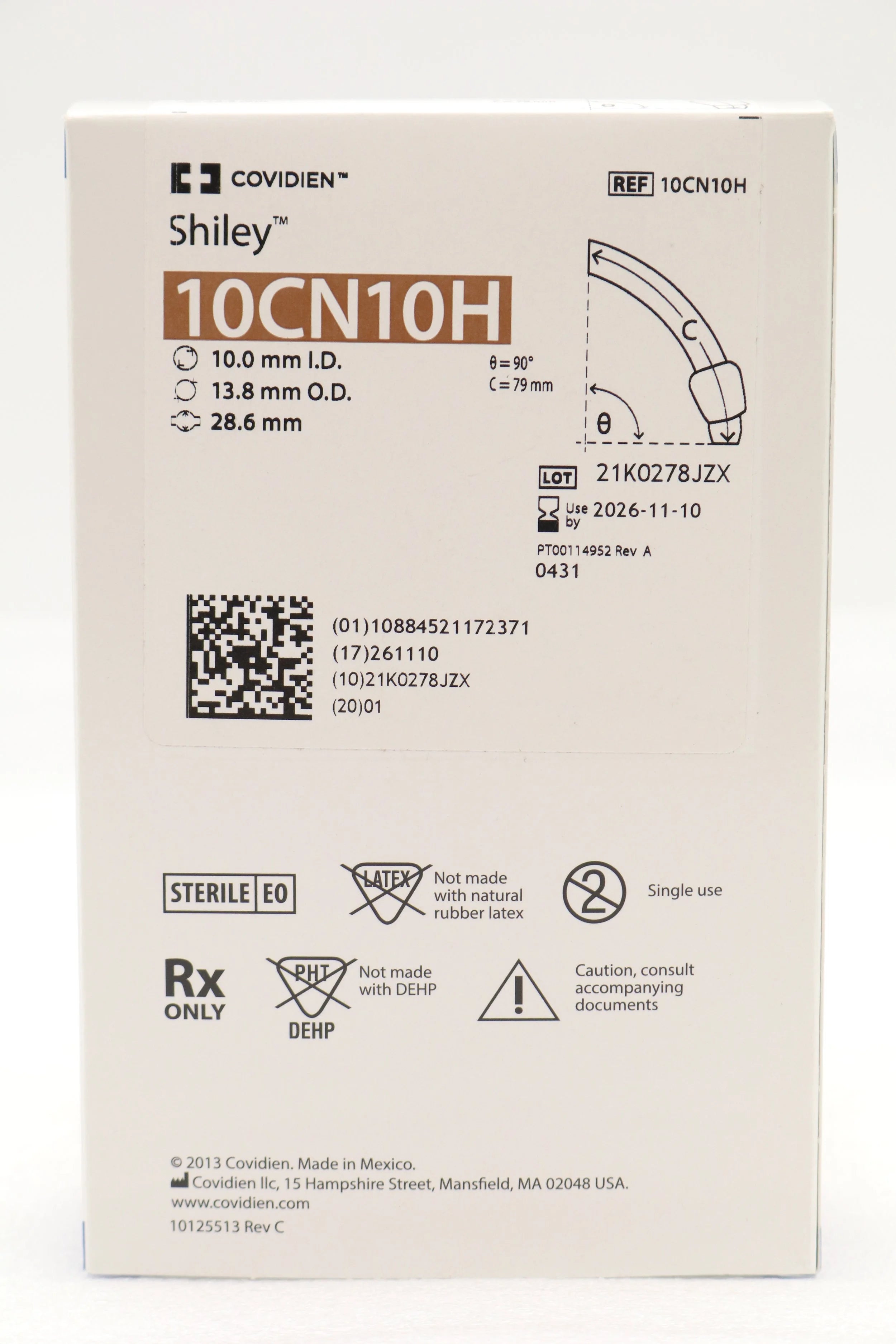 Covidien | 10CN10H | Shiley Adult Flexible Tracheostomy Tube w/TaperGuard Cuff, Disp Inner Cannula