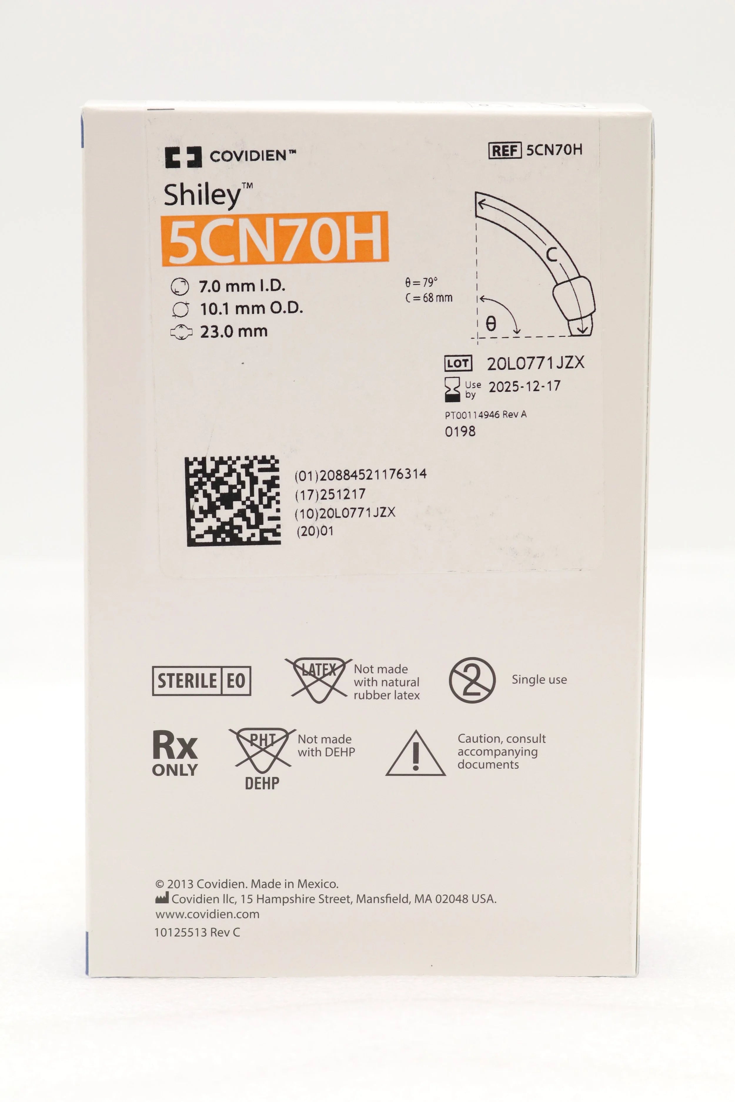Covidien | 5CN70H | SHILEY FLEXIBLE TRACHEOSTOMY TUBE W/TAPERGUARD CUFF, DIC 7.0MM