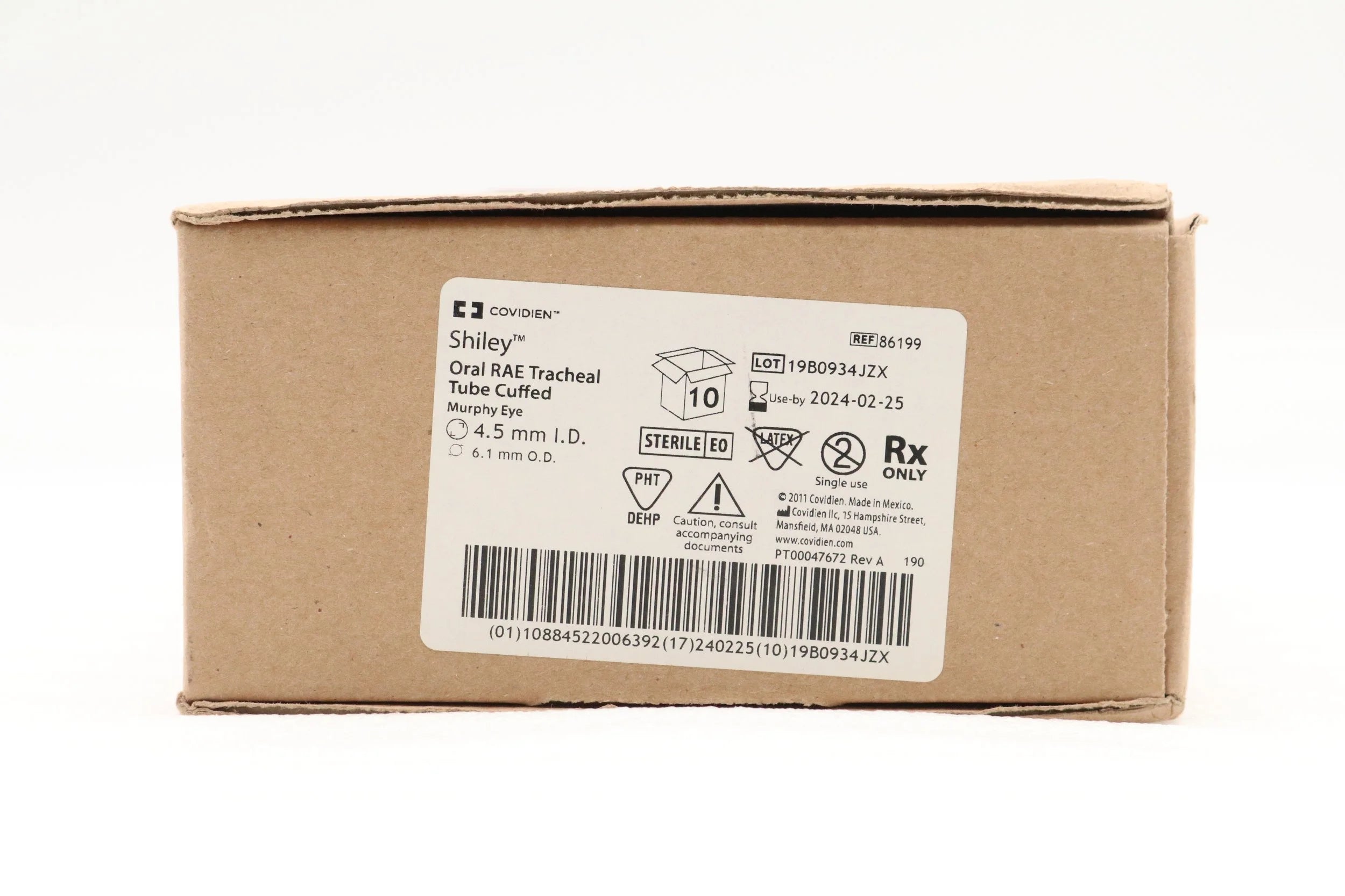 Covidien | 86199 | SHILEY ORAL RAE ENDOTRACHEAL TUBE W/HI-LO CUFF, MURPHY EYE 4.5MM, PEDIATRIC