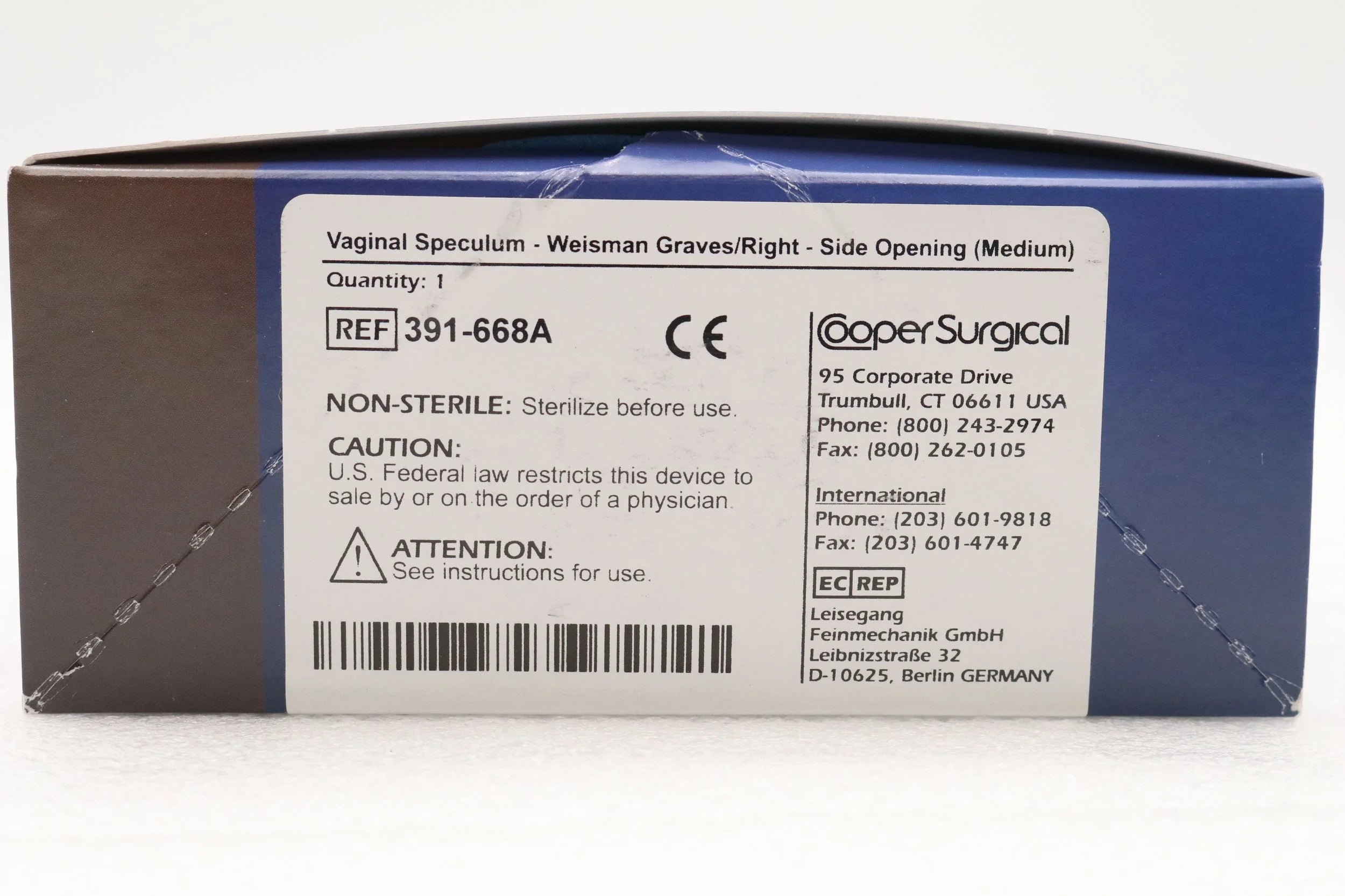 Cooper Surgical | 391-668A | Vaginal Speculum Weisman Graves Right Side Opening Medium