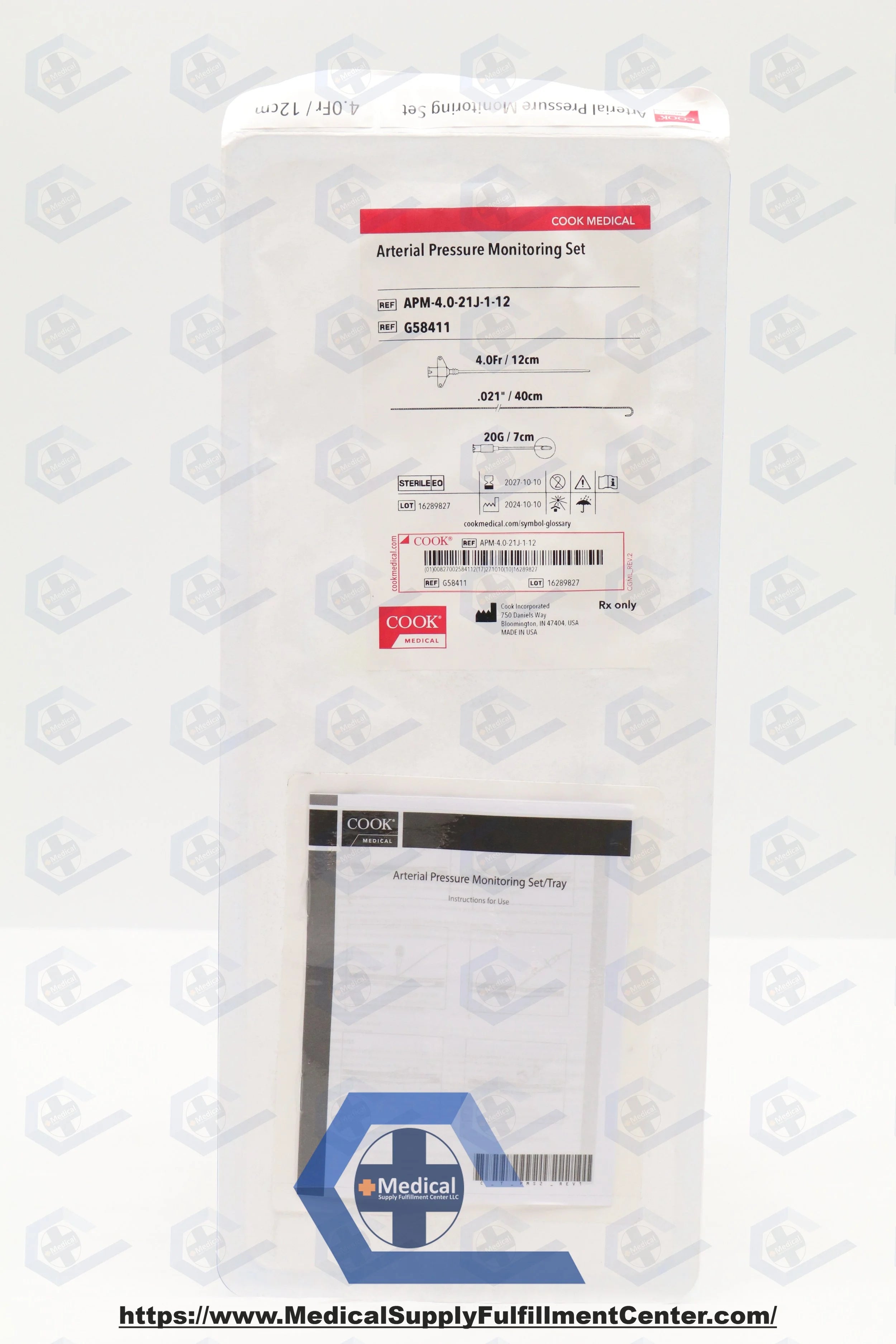 Cook Medical | G58411 | Cook Arterial Pressure Monitoring Set 4F x 12cm, 20G, 0.021"