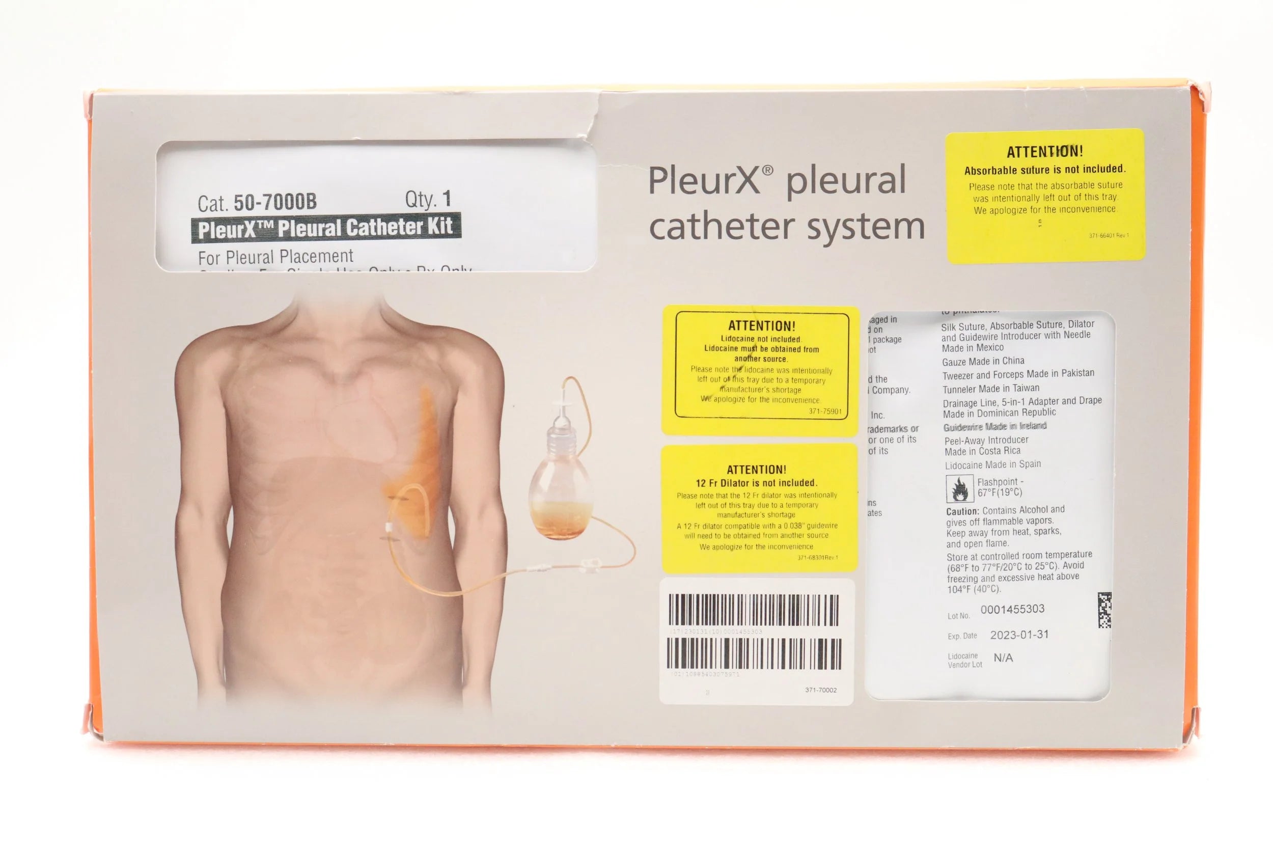 Carefusion | 50-7000B | BD PLEURX PLEURAL CATHETER KIT (DOES NOT INCLUDE BOTTLES)