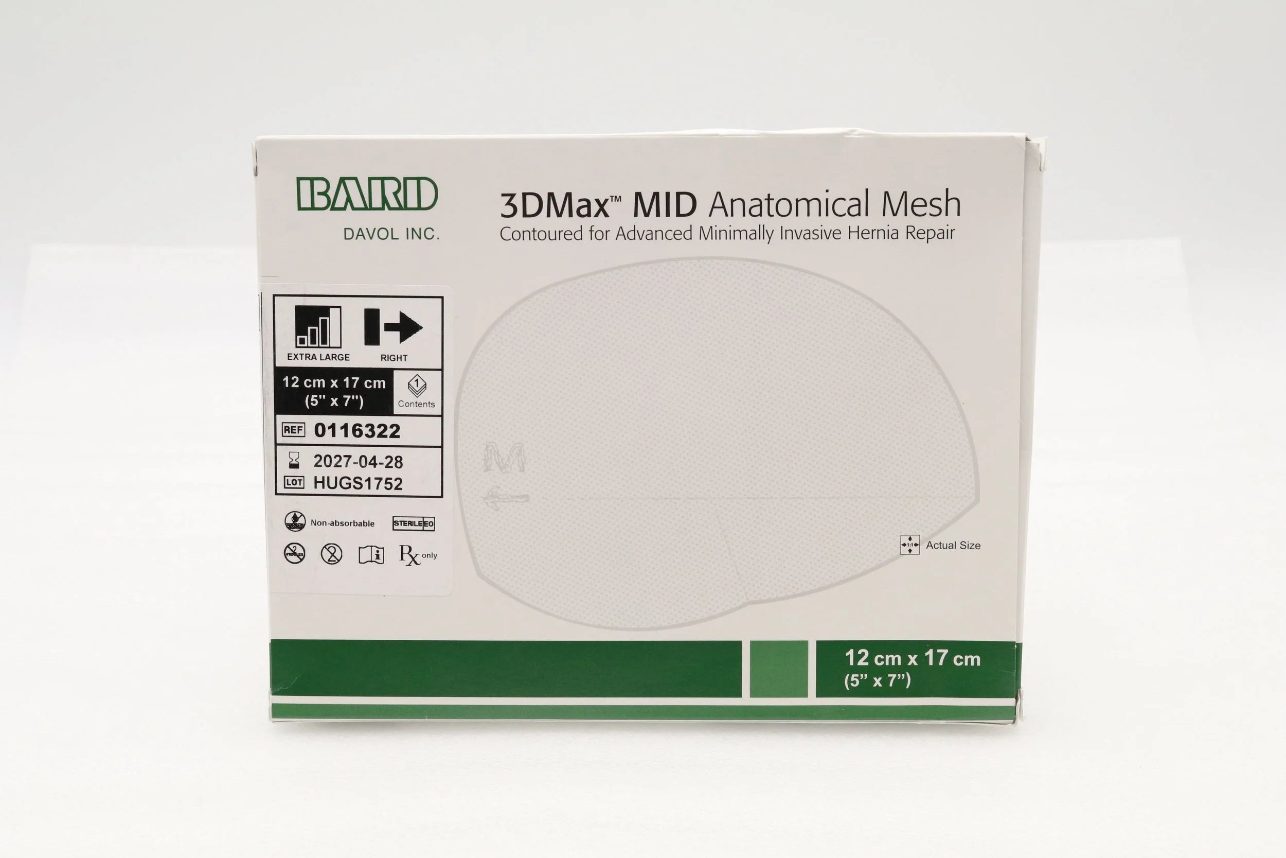 Bard | 0116322 | 3DMAX MID ANATOMICAL MESH: EXTRA-LARGE, RIGHT 5" X 7"