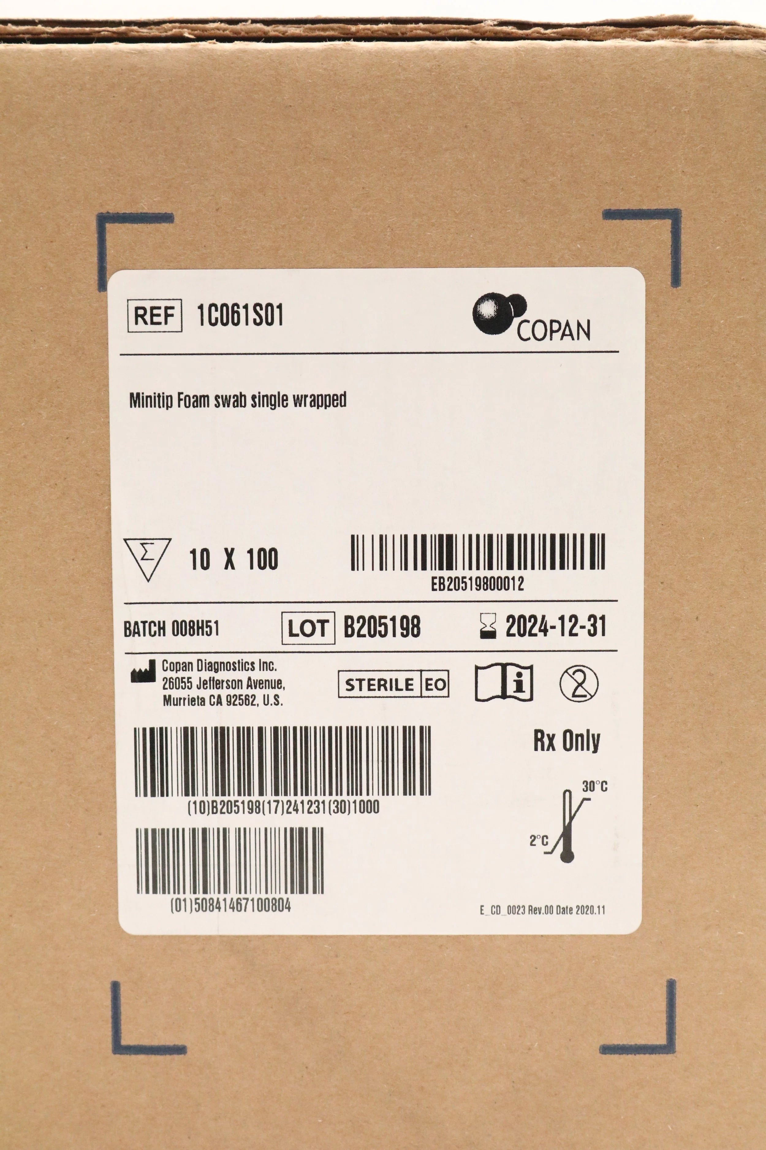 Copan Diagnostics | 1C061S01 | IN 10 BOXES CLASSIQ Swabs Standard Fiber Wrapped Swabs