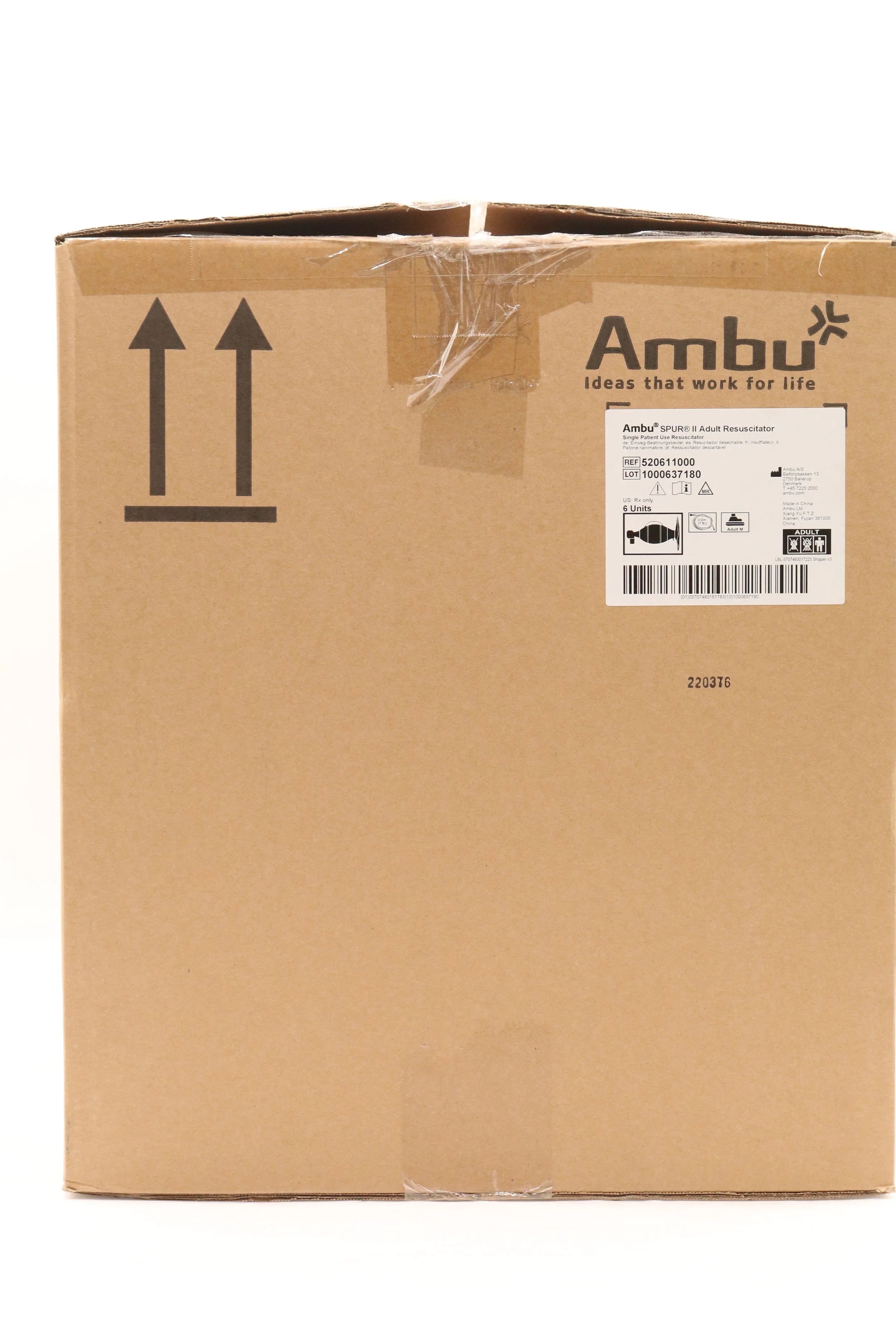 Ambu | 520611000 | SPUR II Adult Resuscitator Bag, Tube, Reservoir, Medium Mask, Port