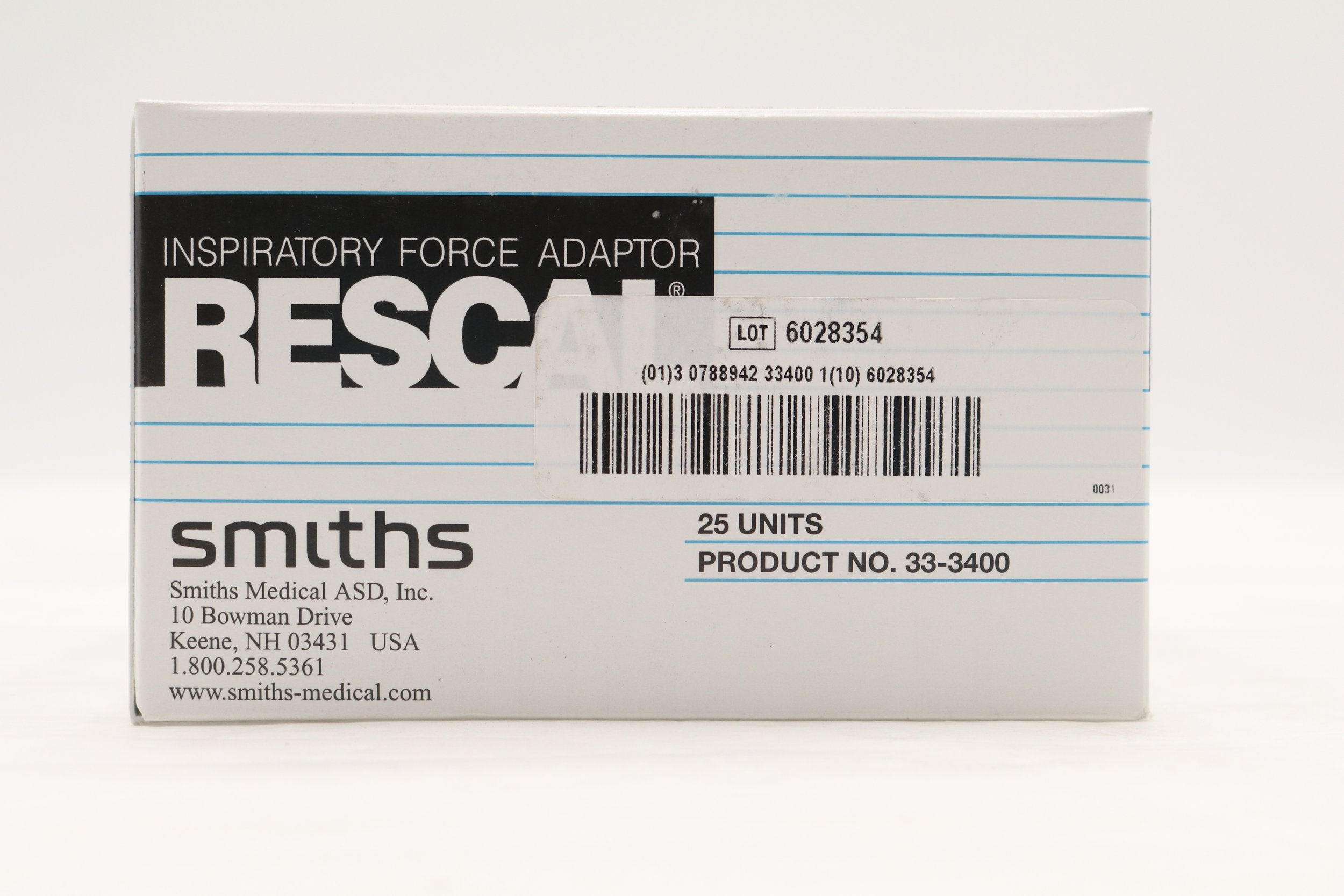 Smiths Medical | 33-3400 | Rescal Inspiratory Force Adapter, 15 mm