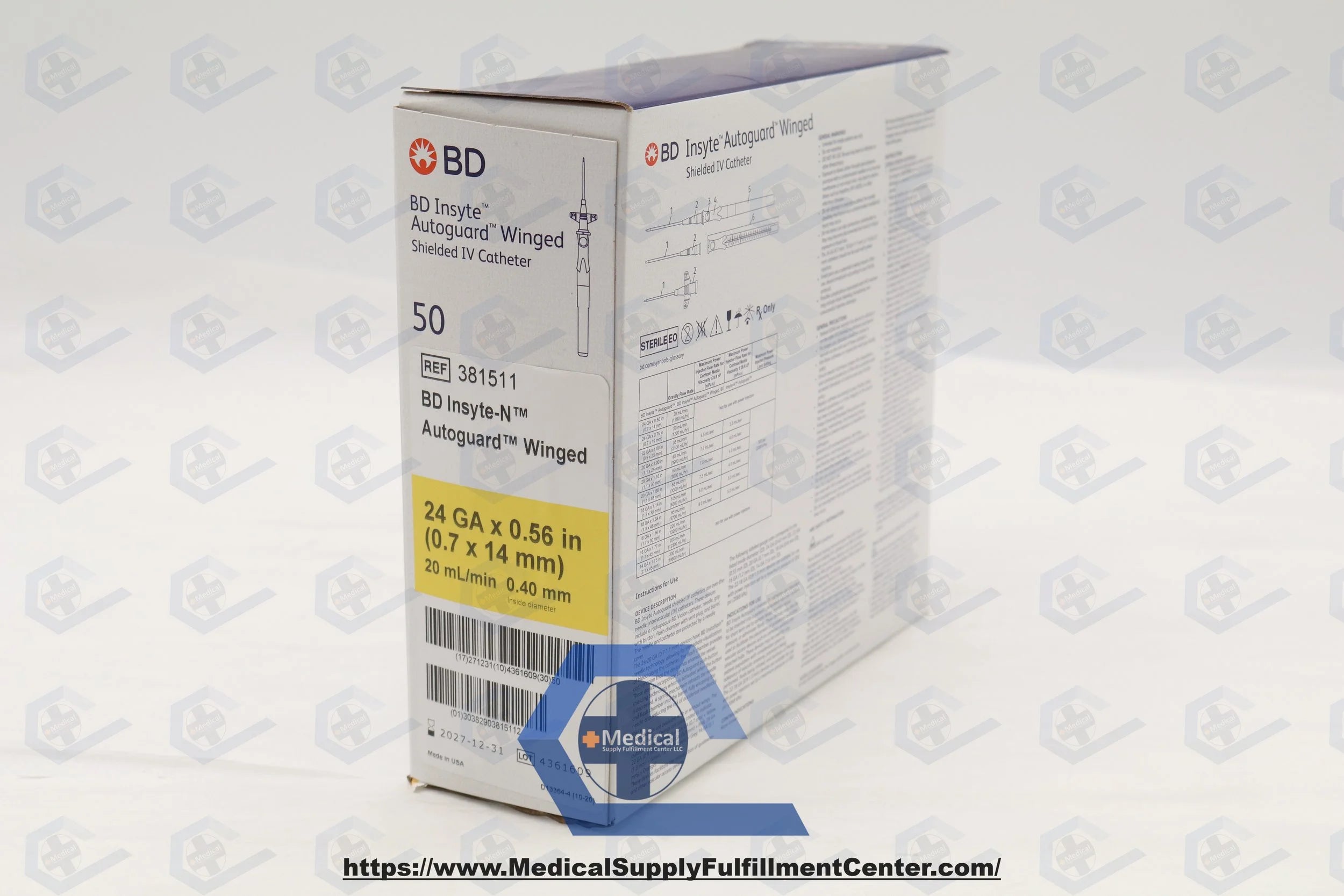 BD | 381511 | N Autoguard Shielded IV Catheters - Insyte-N Autoguard Shielded IV Catheter, Winged, 24G x 0.56"