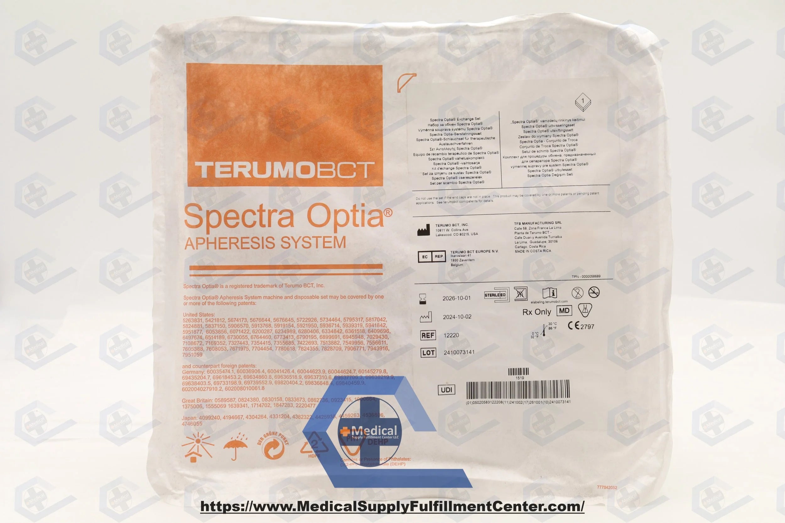 Terumo | 12220 | Exchange Set, Sterile, Single-Use, For Spectra Optia Apheresis System, Therapeutic Plasma Exchange, TPE with Single needle Access, TPE