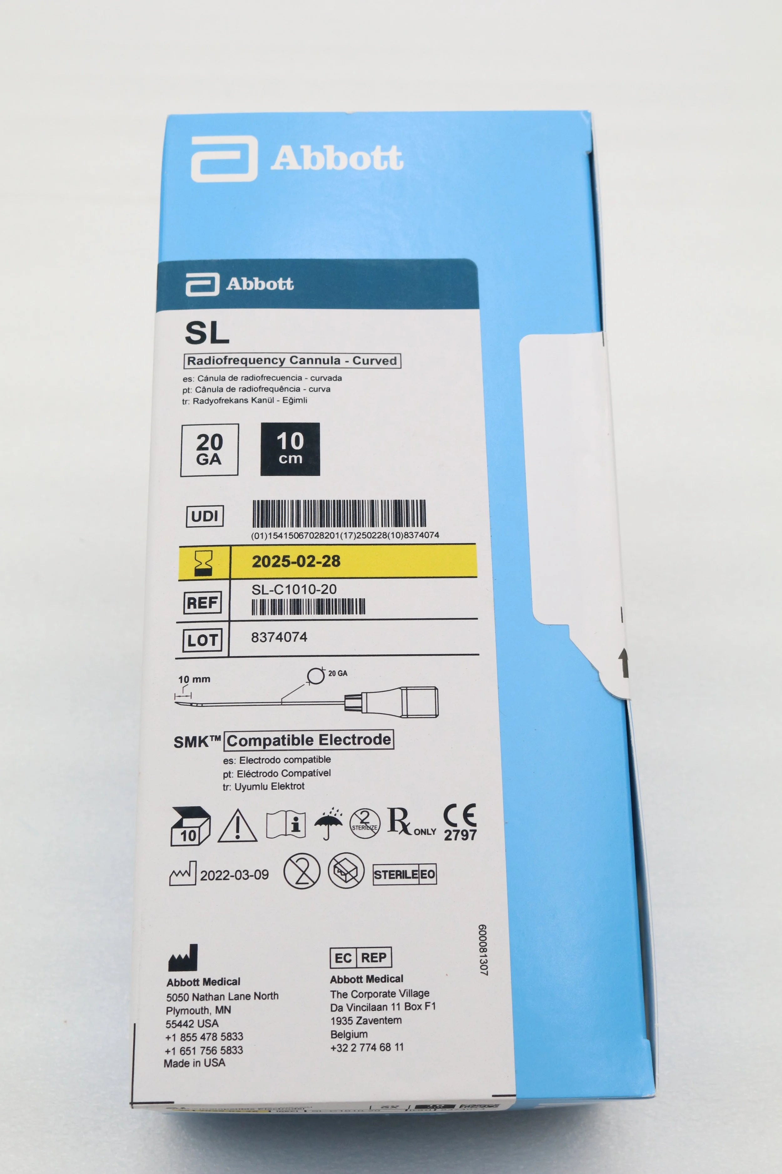 Abbott | SL-C1010-20 | Curved Disposable RF Cannulae - Disposable Curved RF Cannula