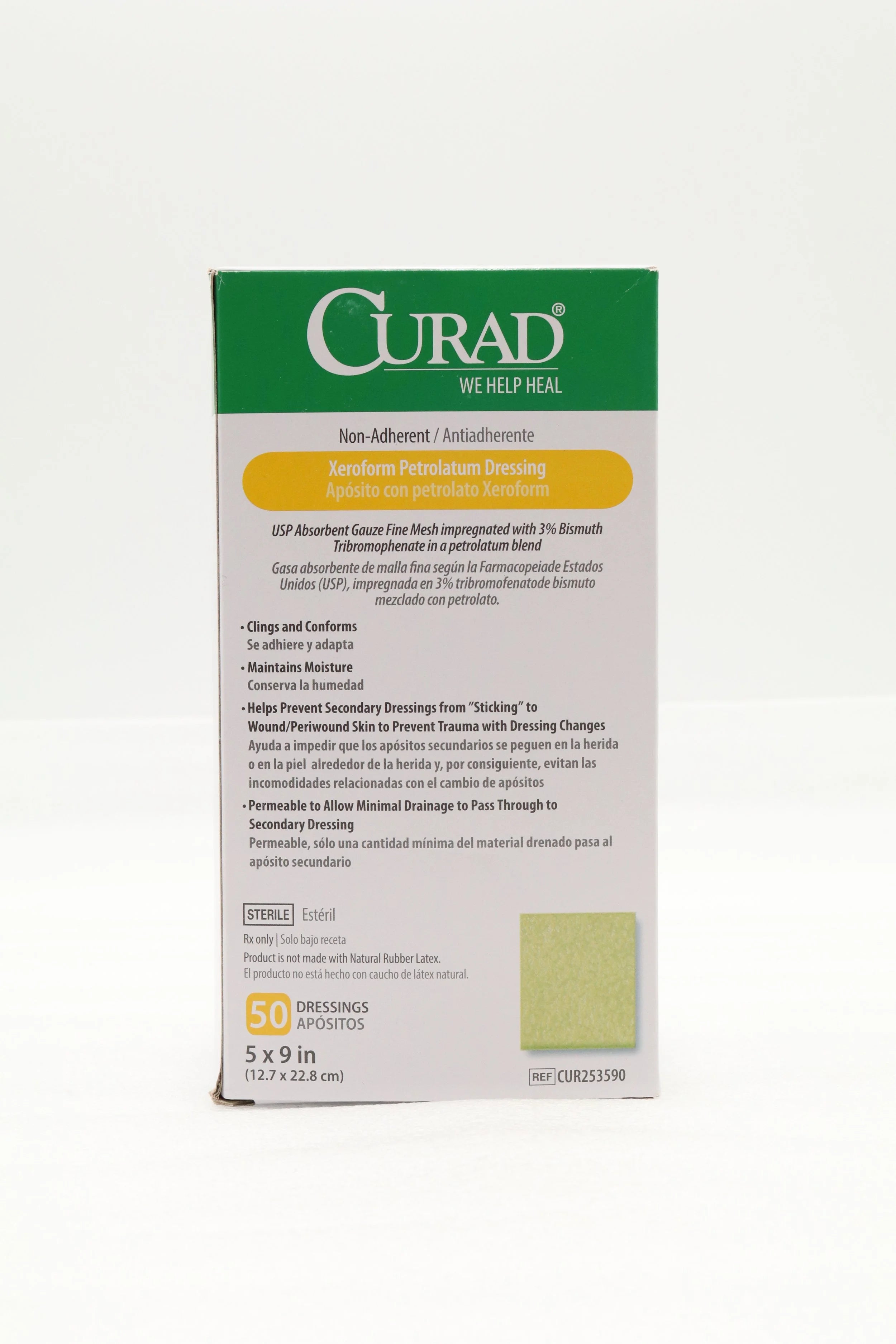 CURAD | CUR253590 | Xeroform Sterile Petrolatum Gauze Dressing 5" x 9" (12.7cm x 22.86cm)
