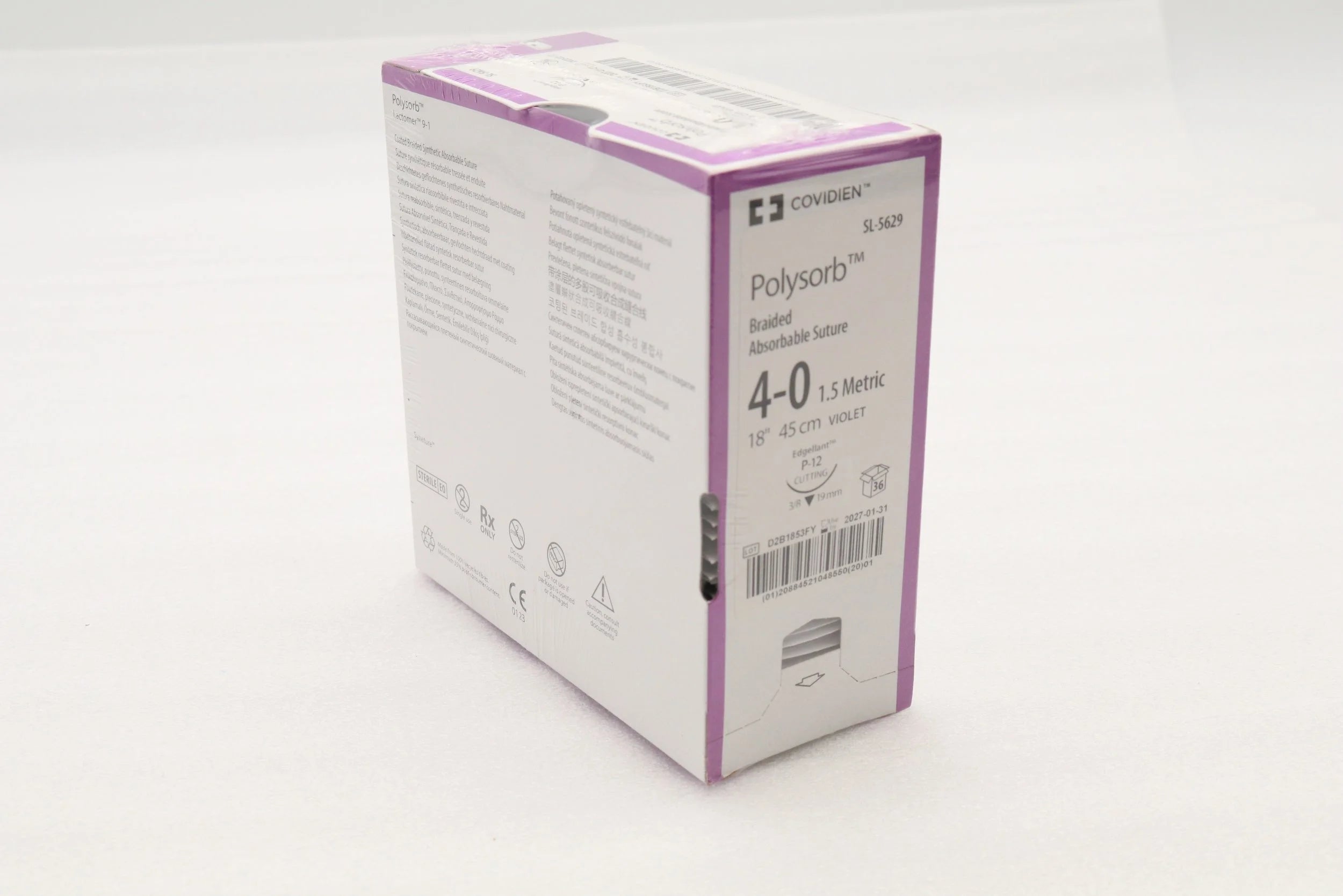 Covidien | SL-5629 | Suture 4-0 Polyester P-12 Polysorb Violet 18"