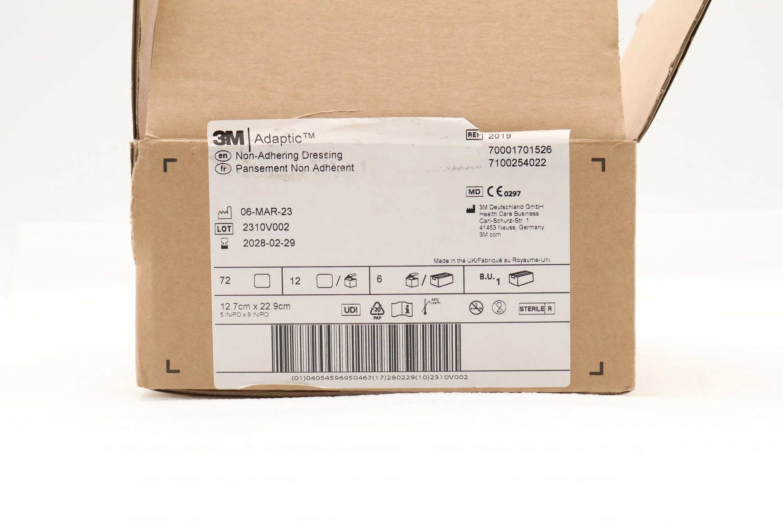 3M | 2019 | 12 PACKS FOR 72 EACHES Adaptic Non-Adhering Dressing 12.7 cm x 22.9 cm (5 in x 9 in)