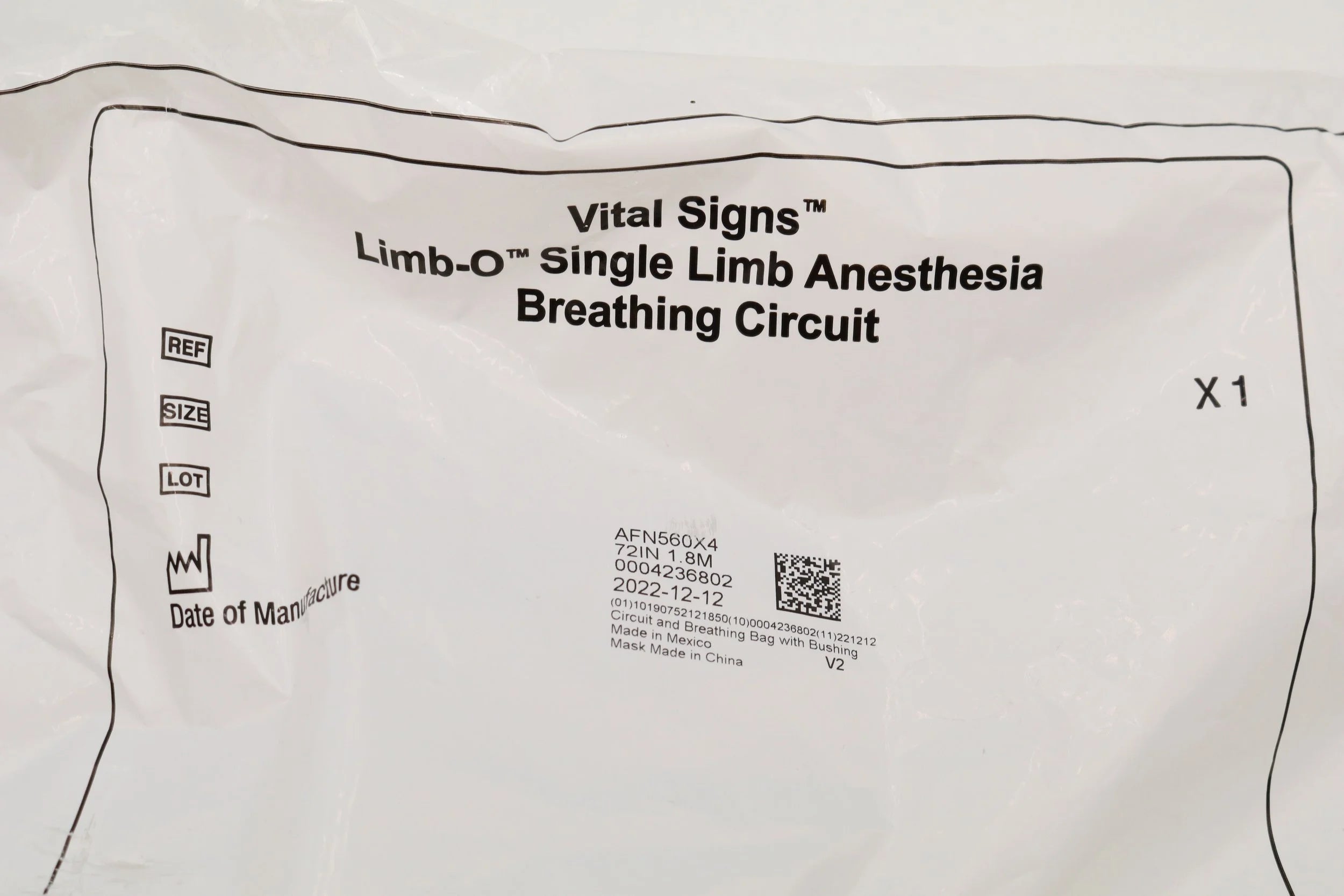 Vyaire Medical | AFN560X4 | Medical Anesthesia Circuit 72 Inch Tube Adult
