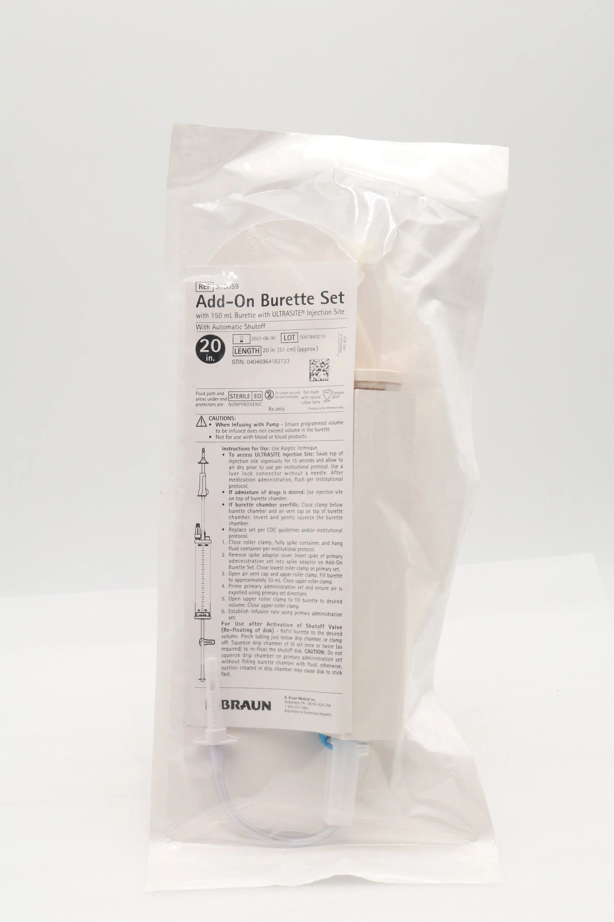 B Braun | 375059 | Burette Set 20" 150mL 3.0 Ml Priming Volume Side Clamp Nvnt
