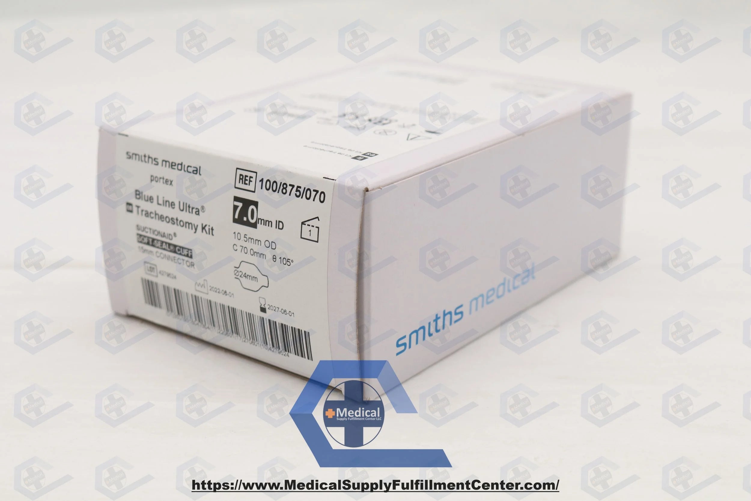 Smiths Medical | 100/875/070 | Blue Line Ultra Suctionaid Tracheostomy Tube, 7mm Cuffed