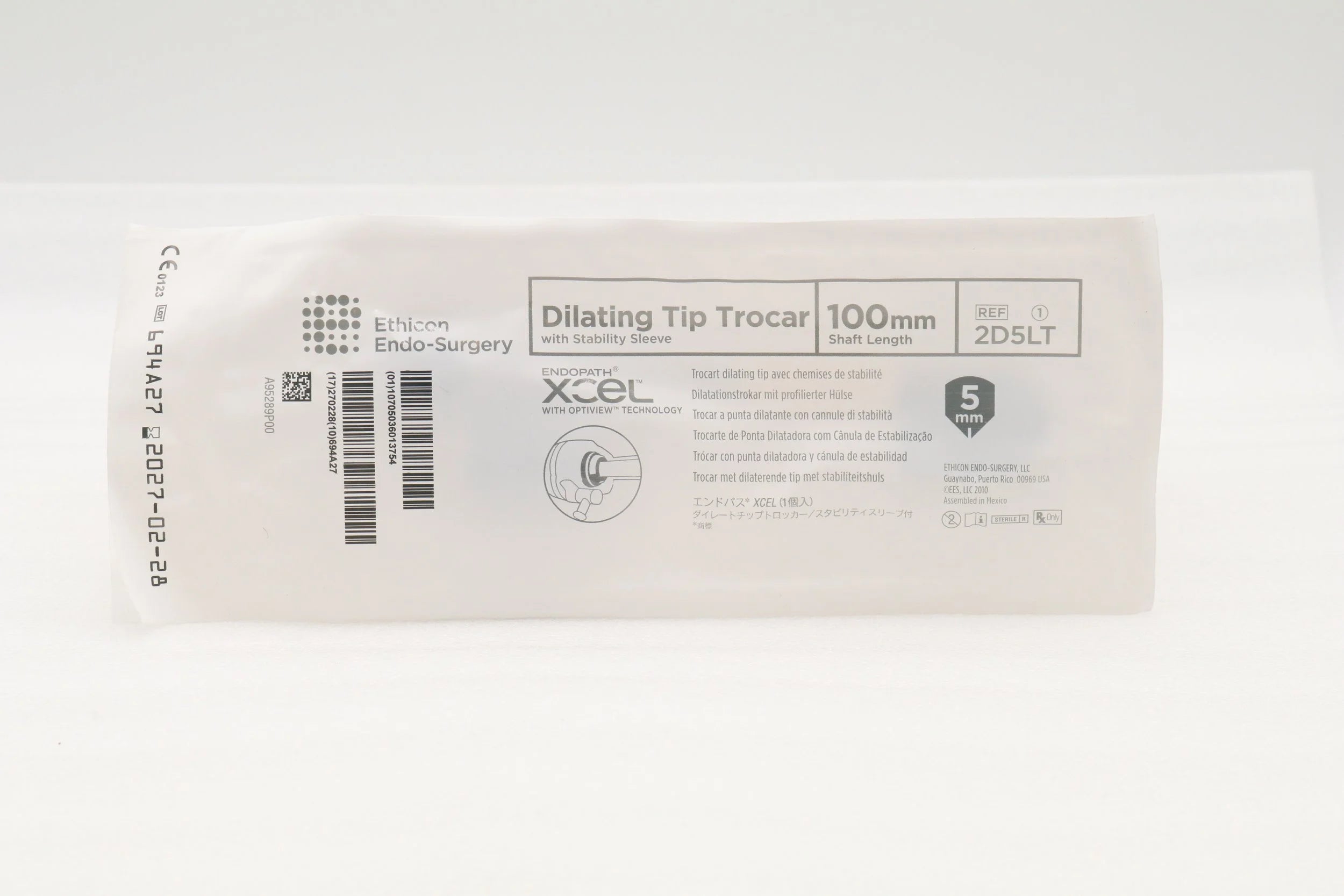 Ethicon | 2D5LT | ENDO-SURGERY ENDOPATH XCEL DILATING TIP TROCARS AND STABILITY SLEEVE, 5MM X 100MM