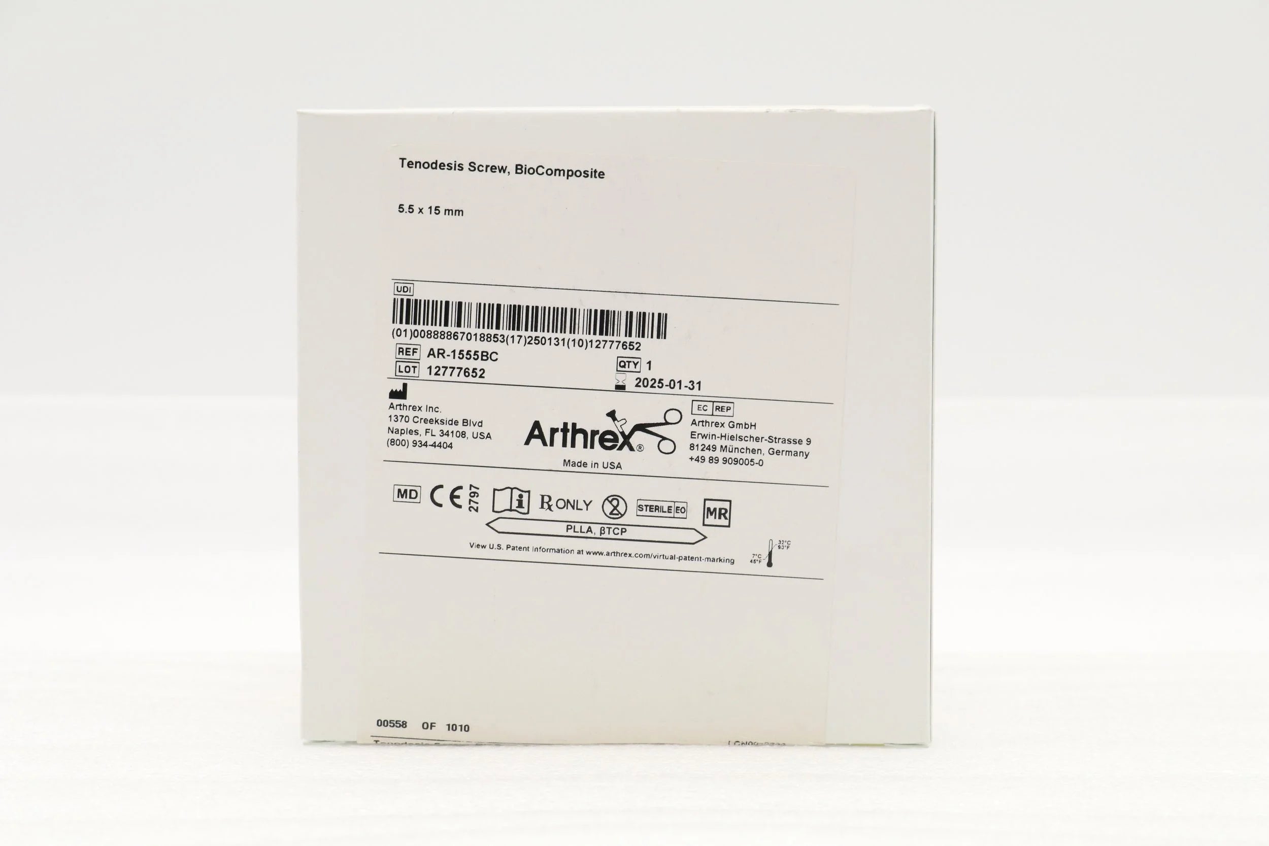 Arthrex | AR-1555BC | Tenodesis Screw, BioComposite, 5.5 x 15mm