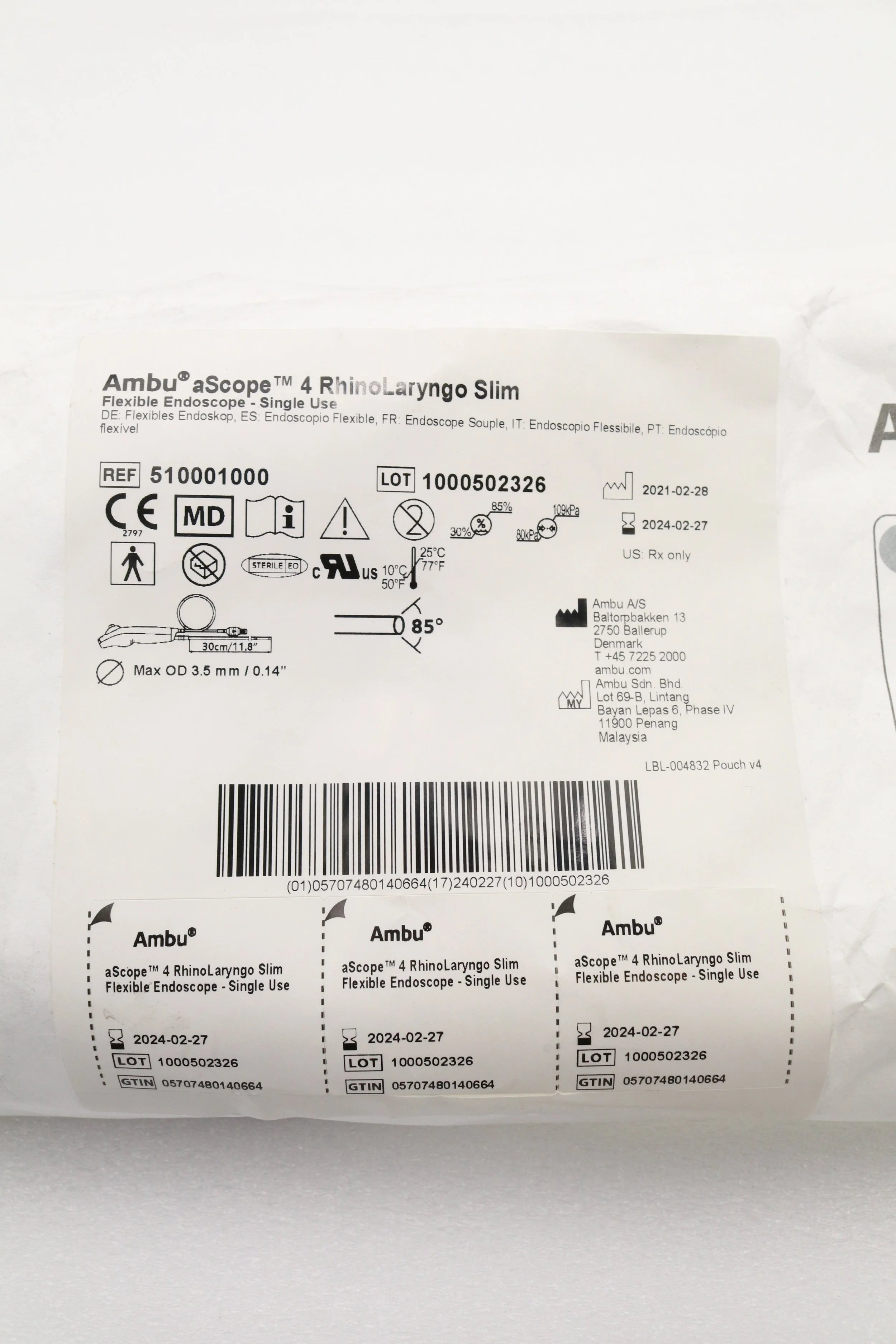 Ambu | 510001000 | aScope 4 RhinoLaryngo Slim Flexible Endoscope
