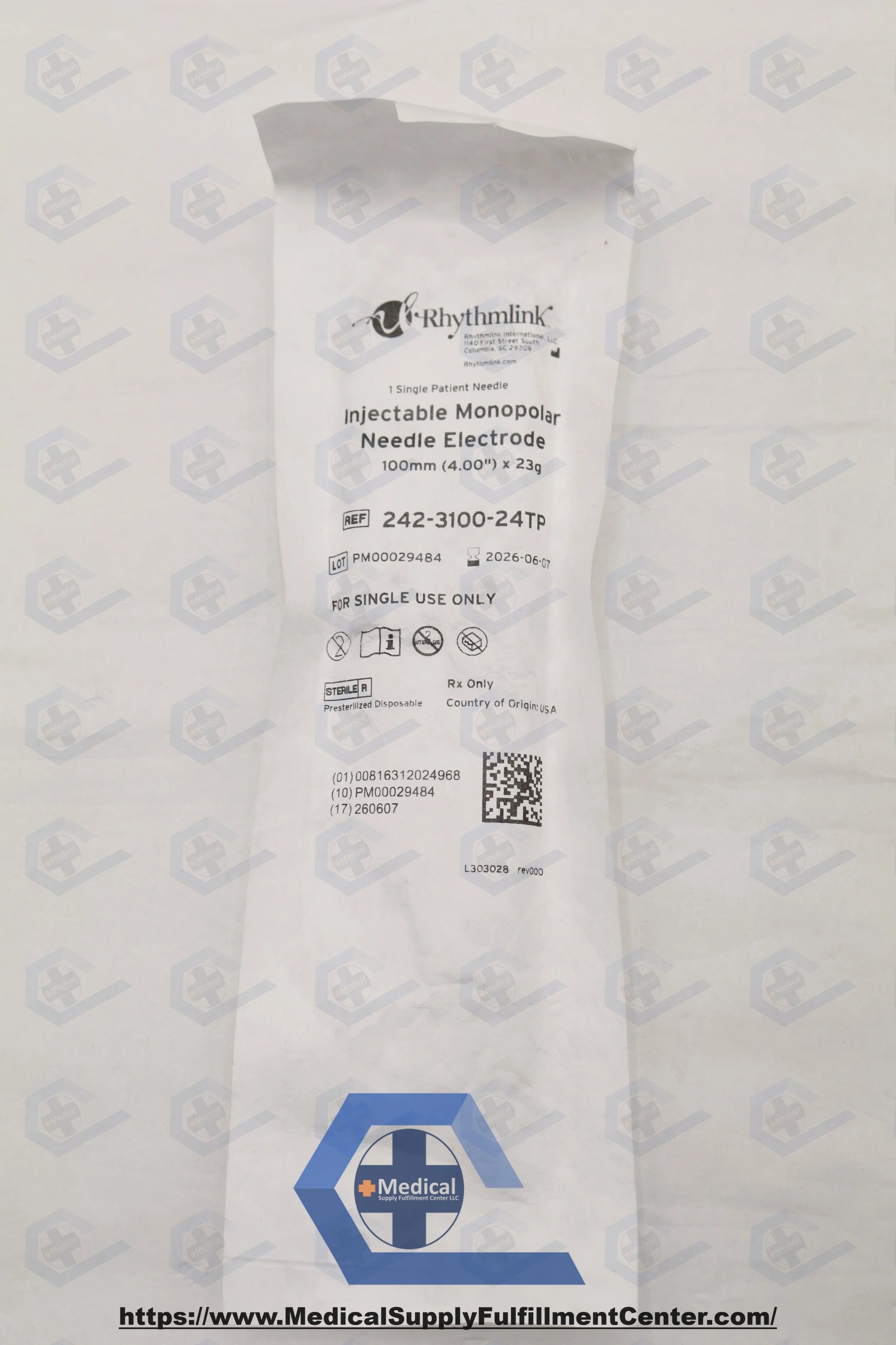 Rhythmlink International | 242-3100-24TP | Disposable Injectable Monopolar Needle Electrodes 100mmx 23g