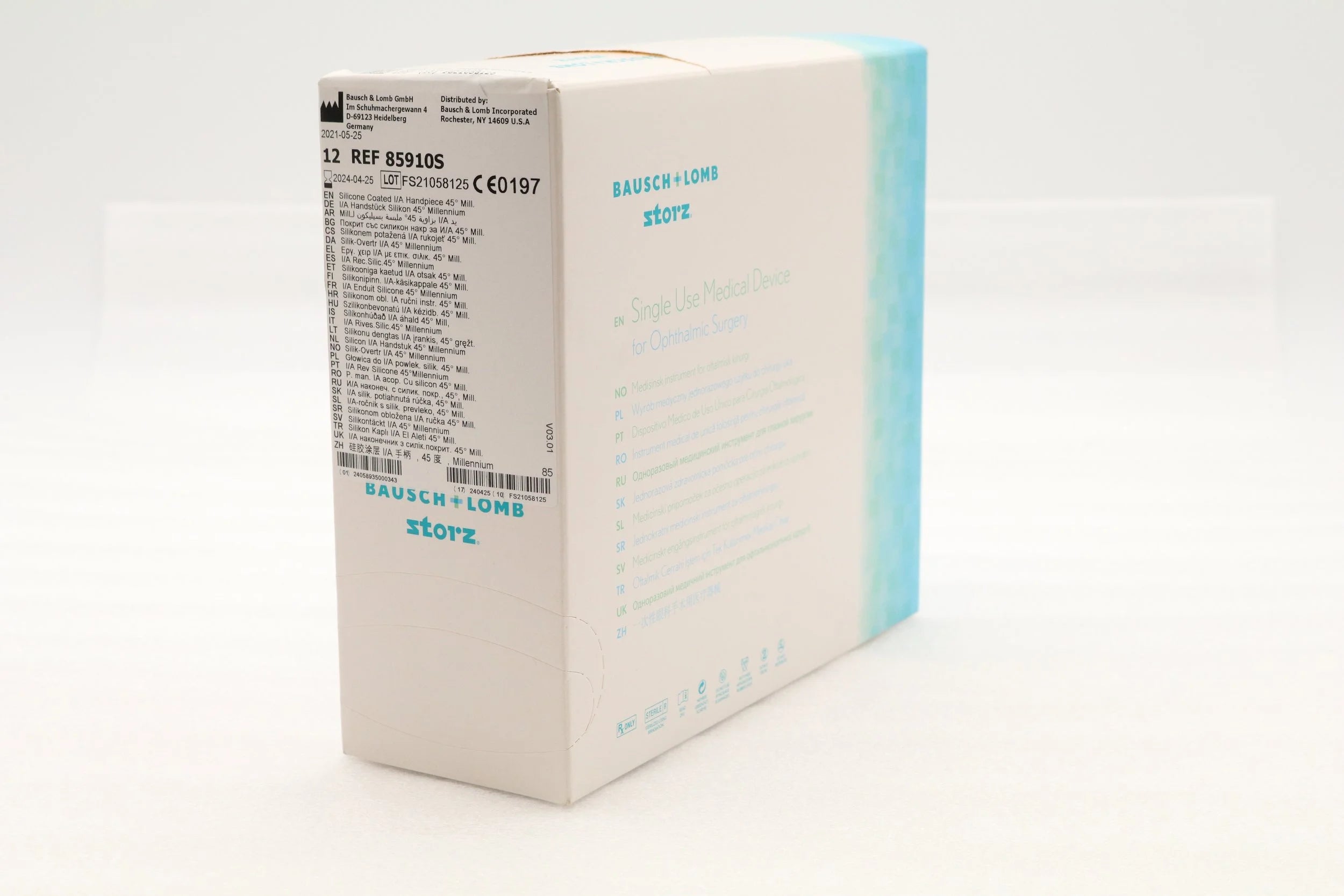 Bausch + Lomb | 85910S | Silicone Coated Irrigation and Aspiration Handpiece, 45