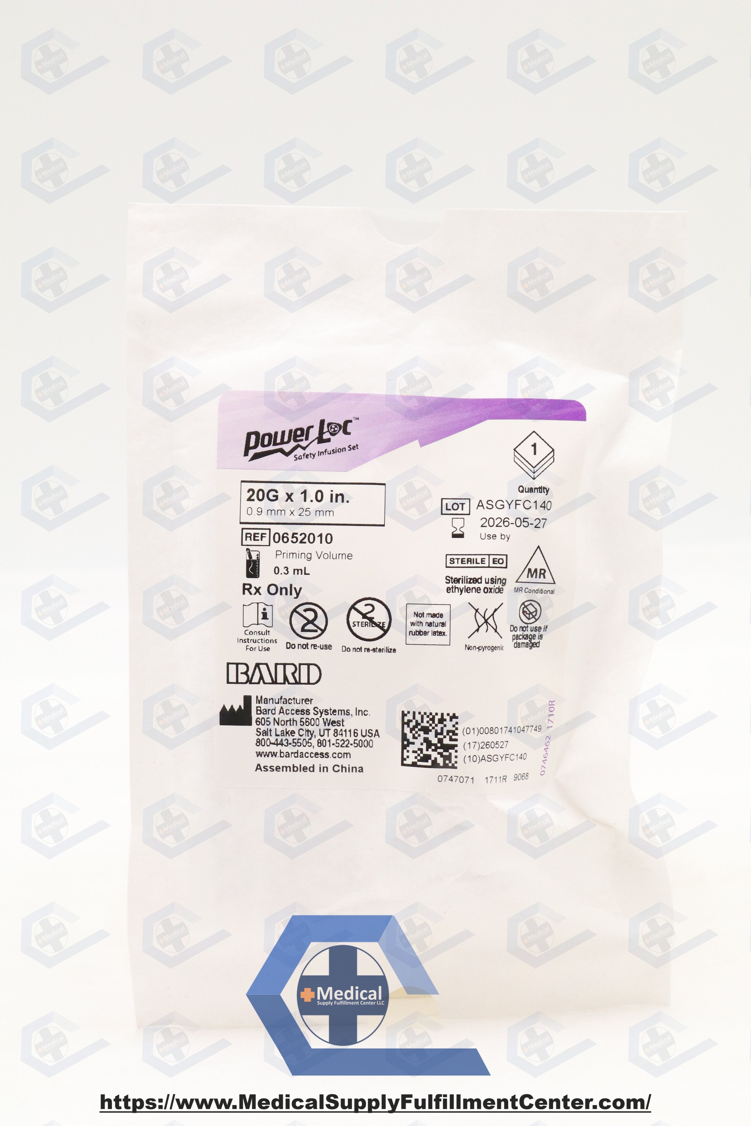 Bard | 0652010 | PowerLoc Safety Infusion Sets - PowerLoc Safety Infusion Set without Y-Injection Site, 20G x 1", 5