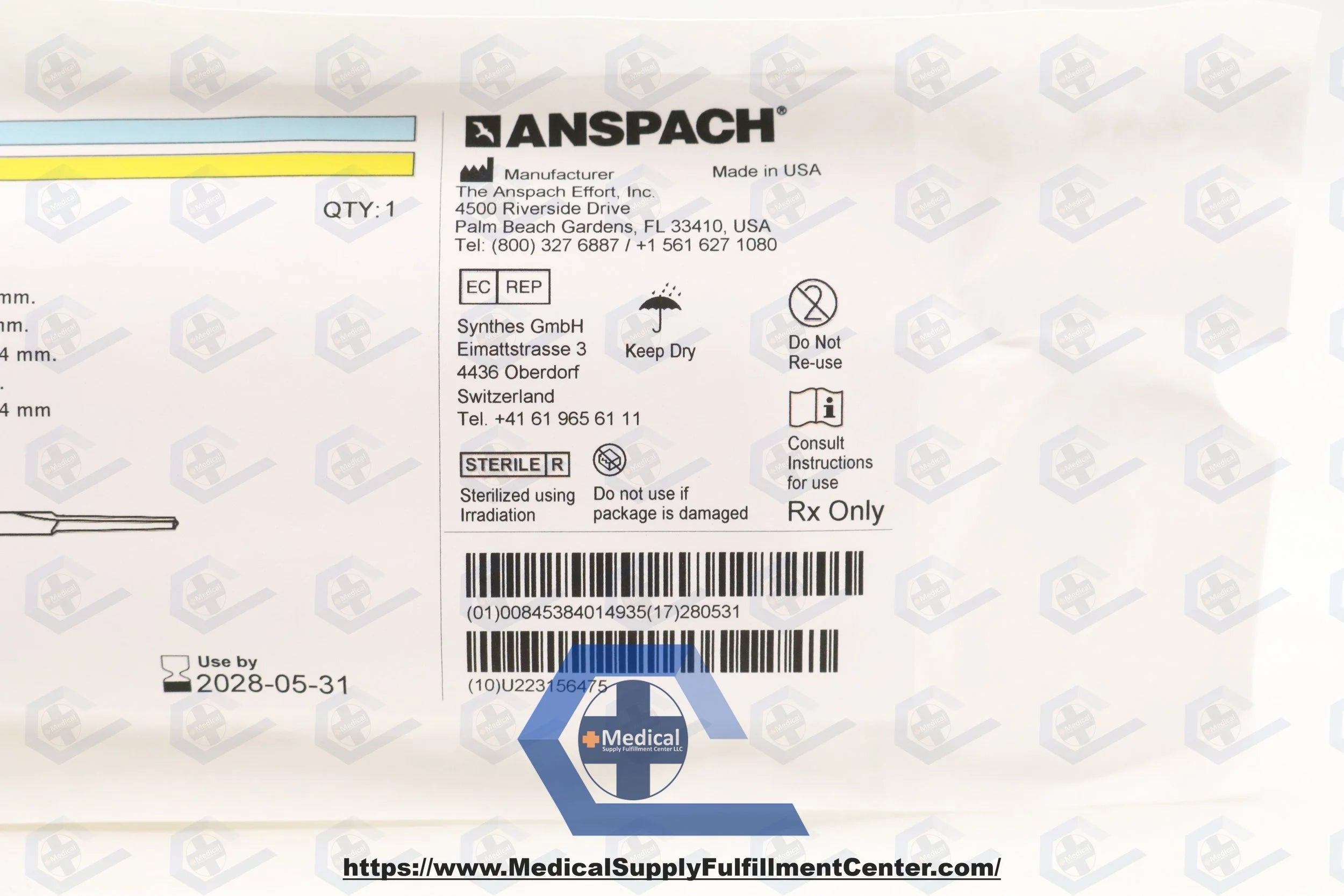 Anspach | MHD-25R-G1 | Cutting Burr, 2.15 dia. x 25.4 mm Length, Fluted Edge FormFor Medium-HD 8 cm