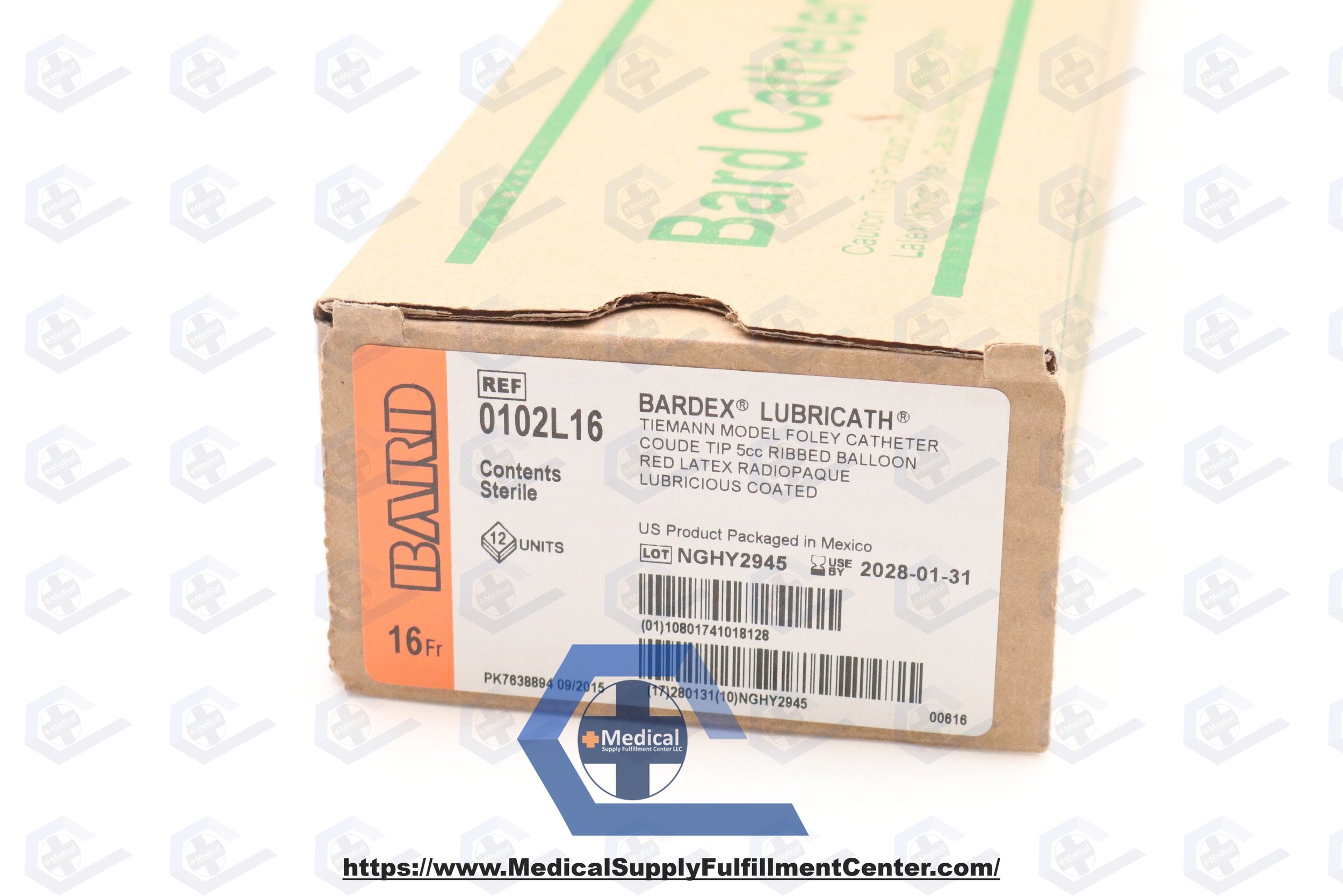Bard | 0102L16 | Cath Fl Lubricath 16Fr 5cc Md Cd Olv Tp Rbr/Hdrphlc Ct 2Wy 16 Ea