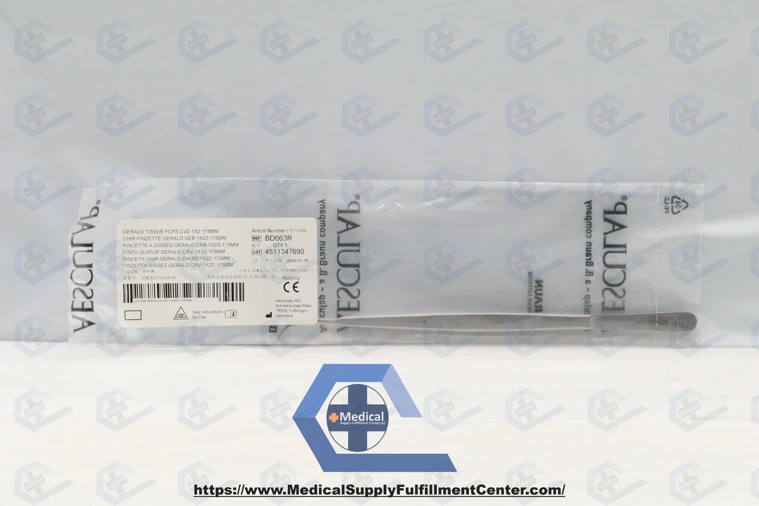 Aesculap | BD663R | (BRAUN) Delicate Tissue Forceps - GERALD - Curved