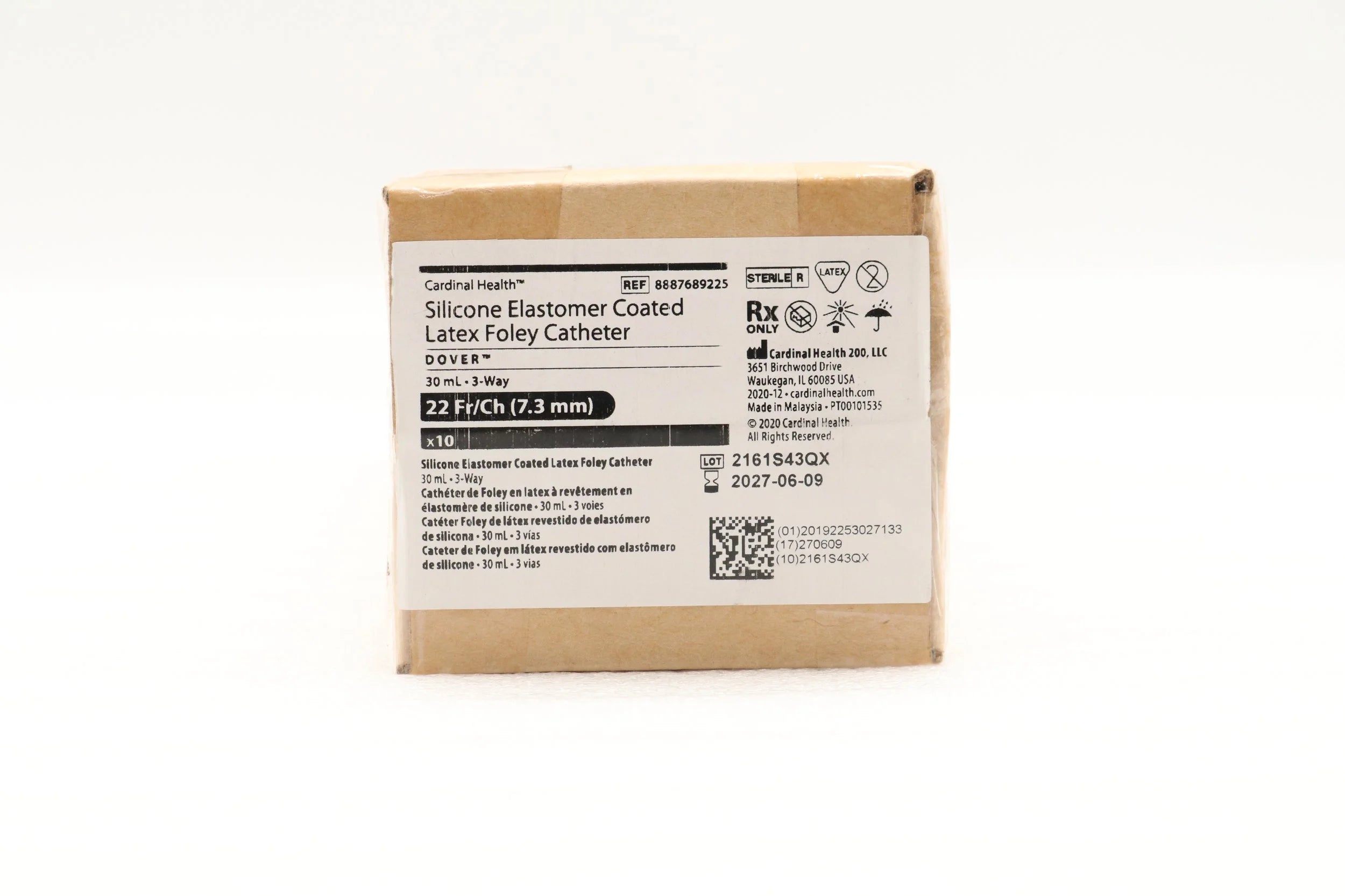 Cardinal Health | 8887689225 | Foley Catheter, 30cc Balloon, 3-Way, 22FR, 16 InchL
