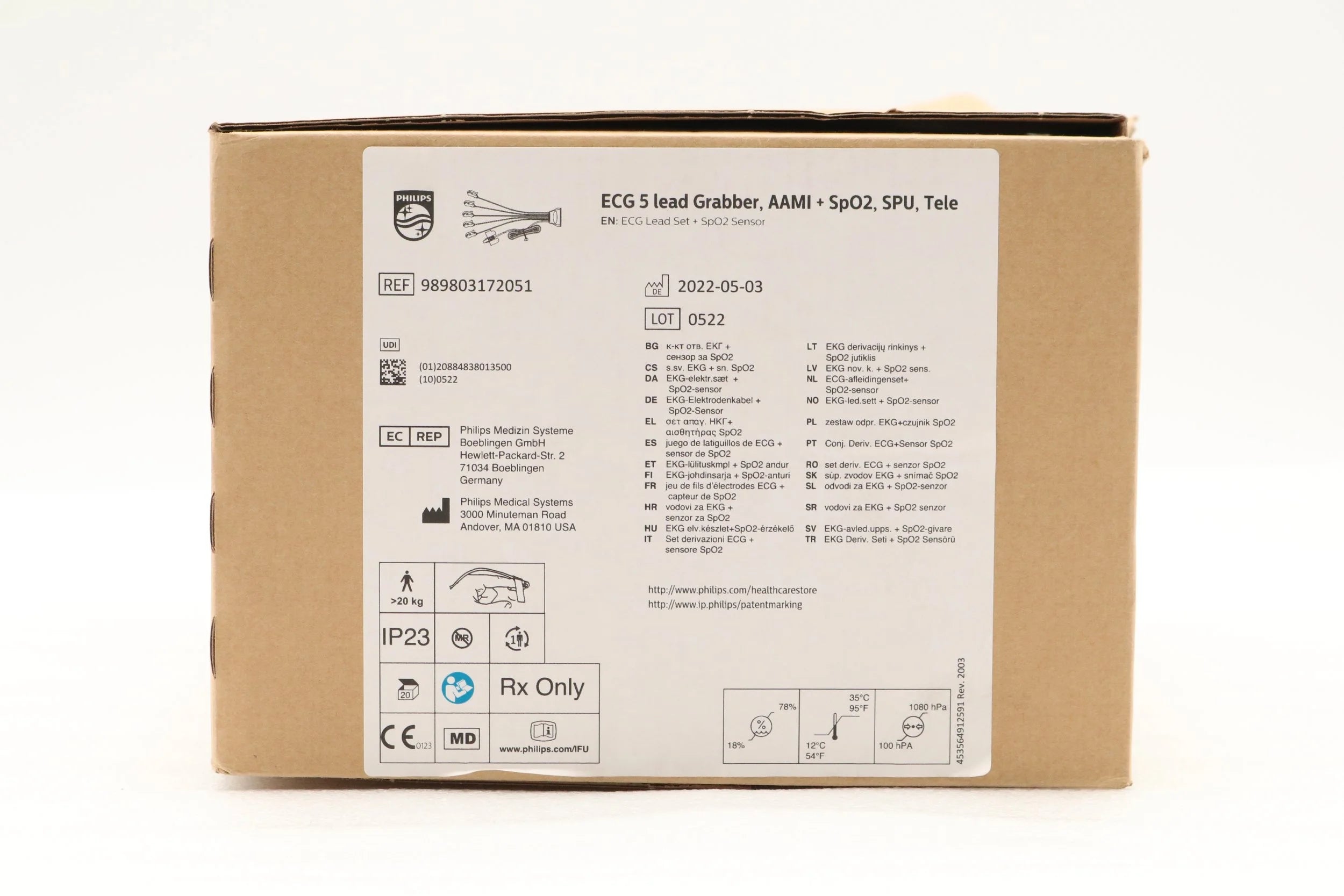 Philips | 989803172051 | ECG 5-Lead Grabber, AAMI + SP02, SPU, Tele