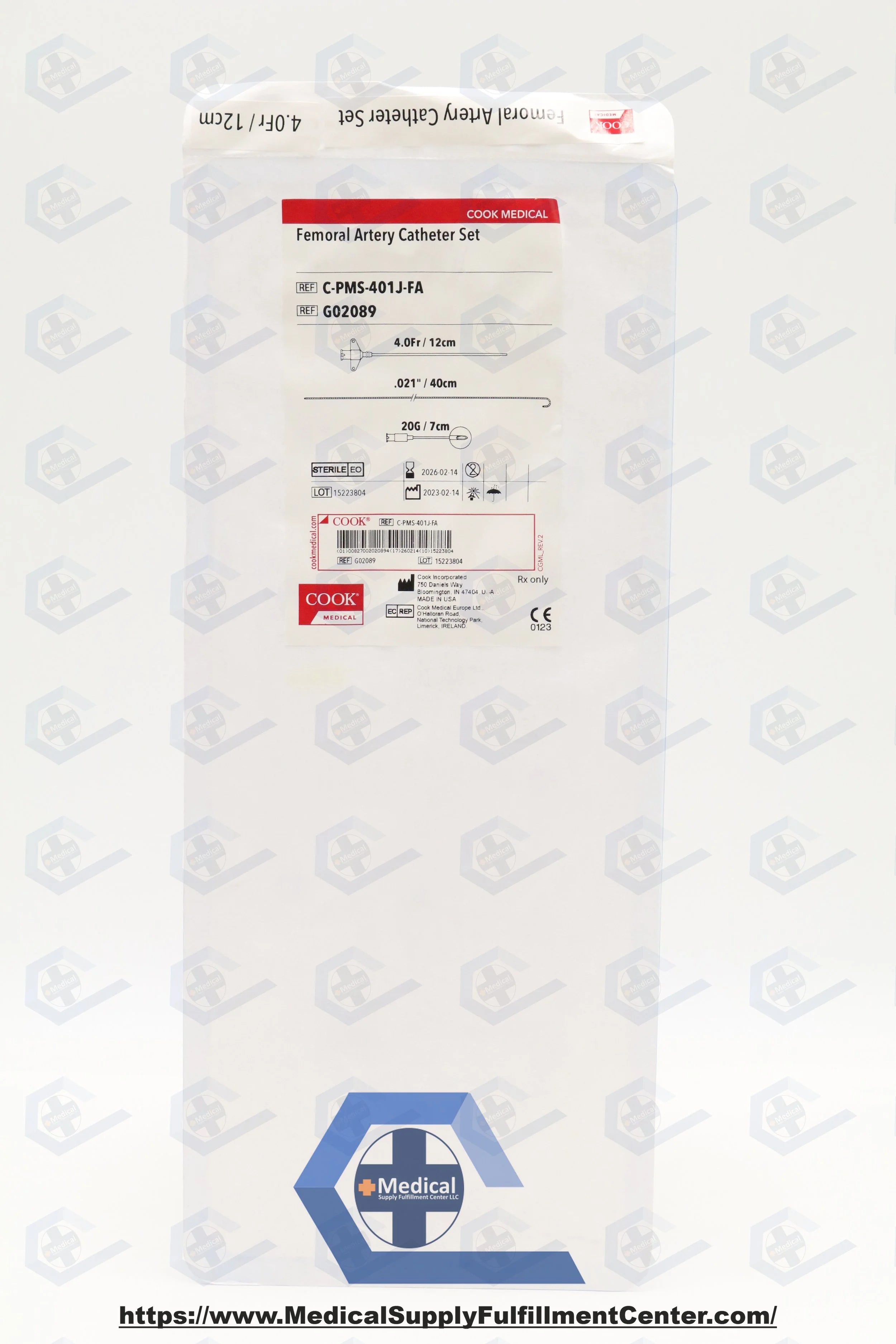 Cook Medical | G02089 | Femoral Artery Pressure Monitoring Catheter Set, 12 cm Length, Polyethylene, Single-Use, Sterile