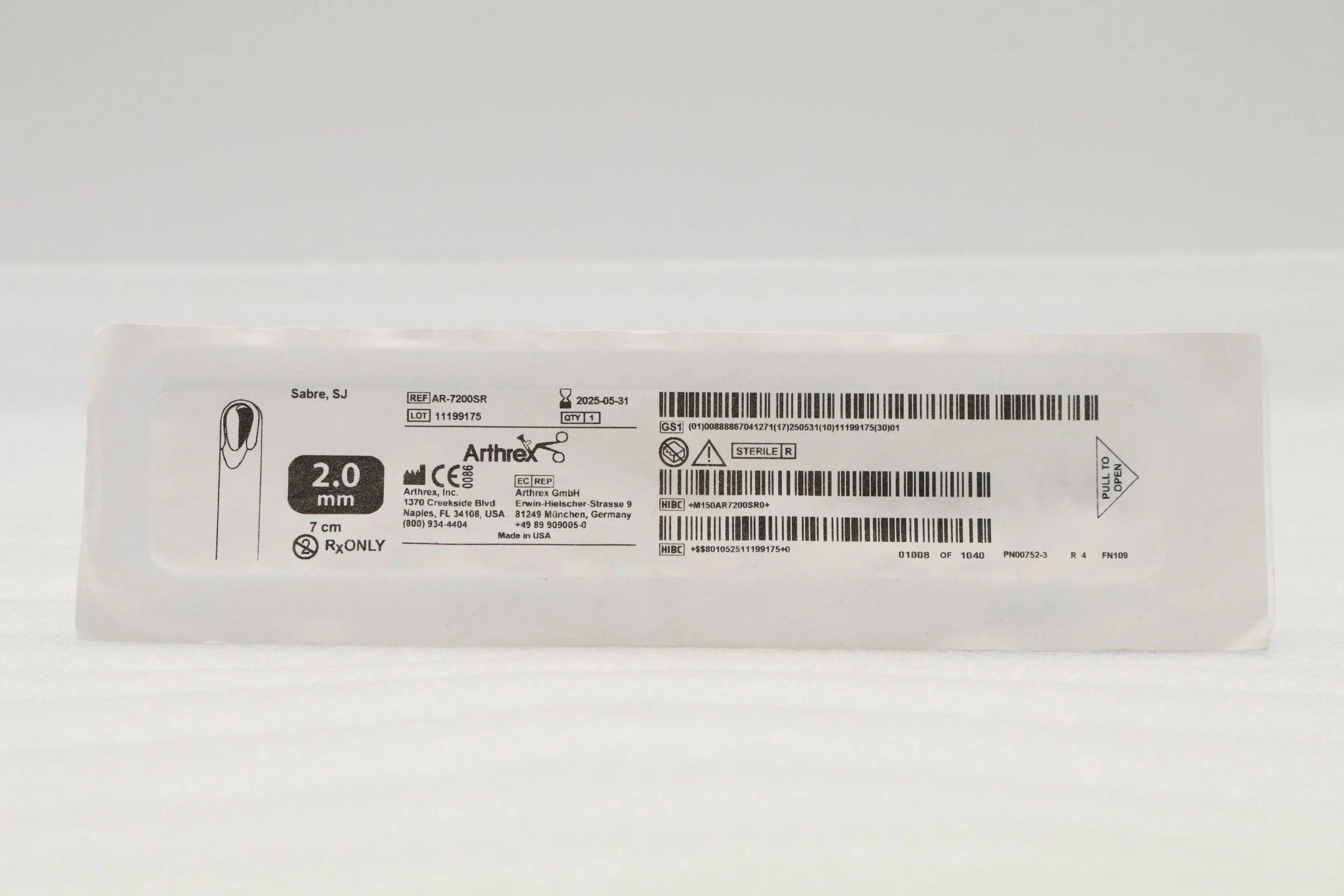 Arthrex | AR-7200SR | COOLCUT SABRE, SJ, 2.0MM X 7CM (GREEN)