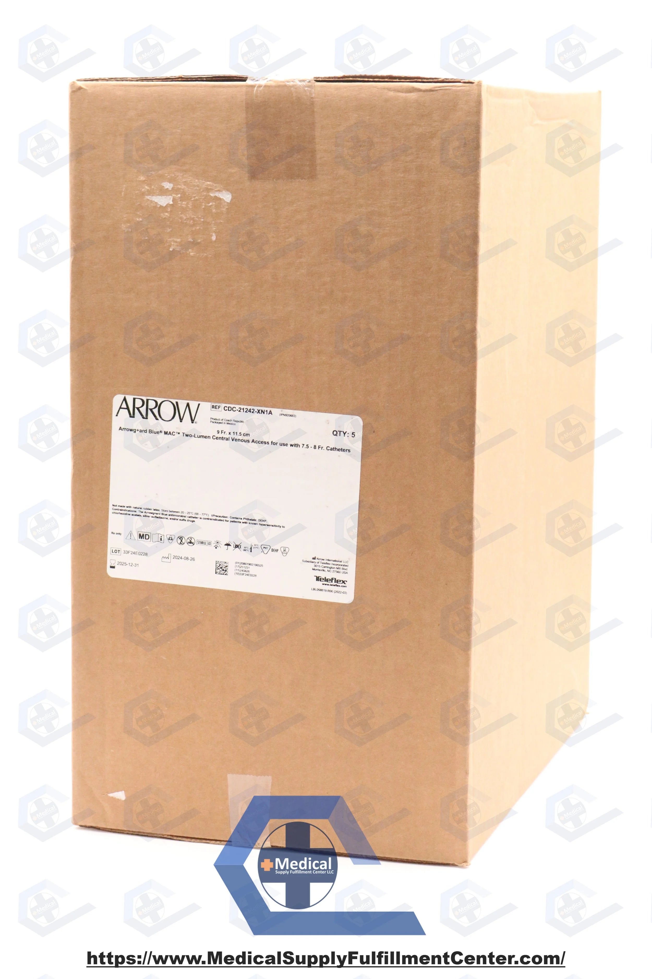 Teleflex | CDC-21242-XN1A | Central Venous Access Kit, Two-Lumen, For use with 7.5 to 8 Fr Catheters, 11.5 cm Length, Sterile, Single-Use